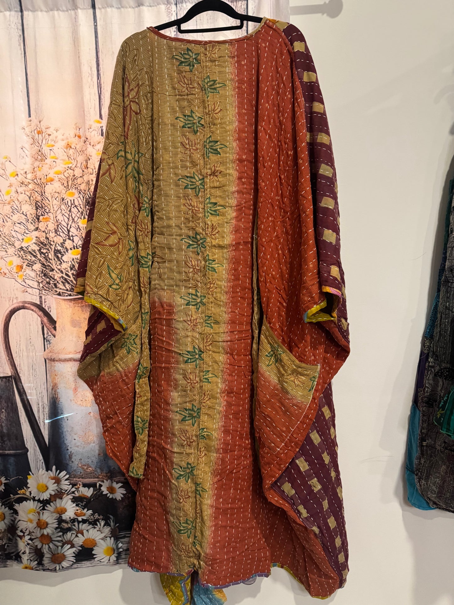 Selene Caftan in light kantha - One size S to 3X /4X