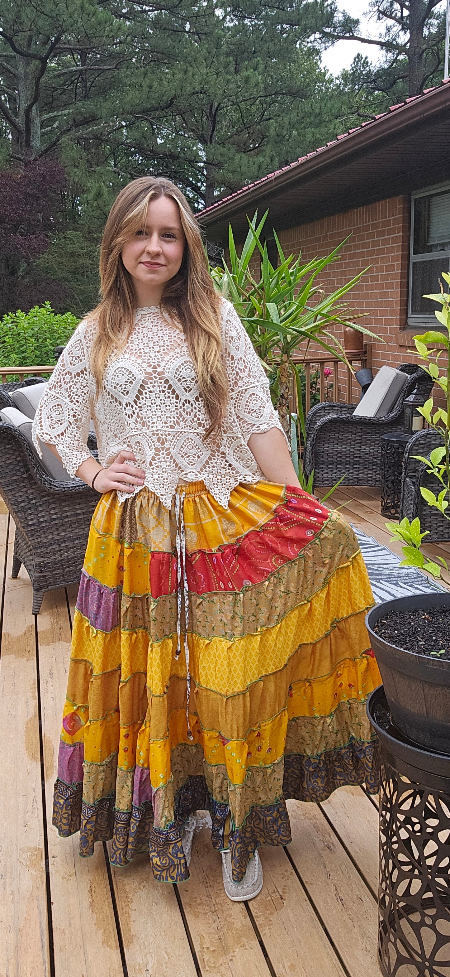"Be Free" Patchwork Skirt - One Size S to 2X
