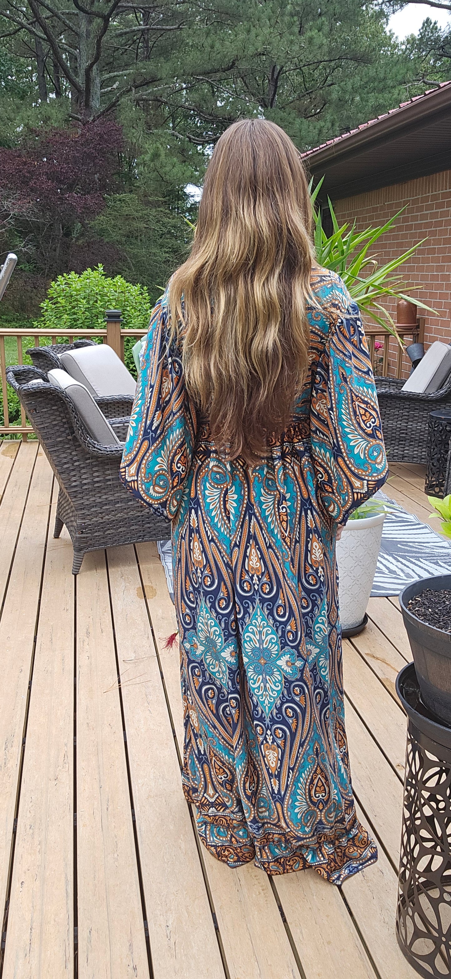 "Moon Light Bloom" Empire Waist Maxi Dress - One Size S to 2X