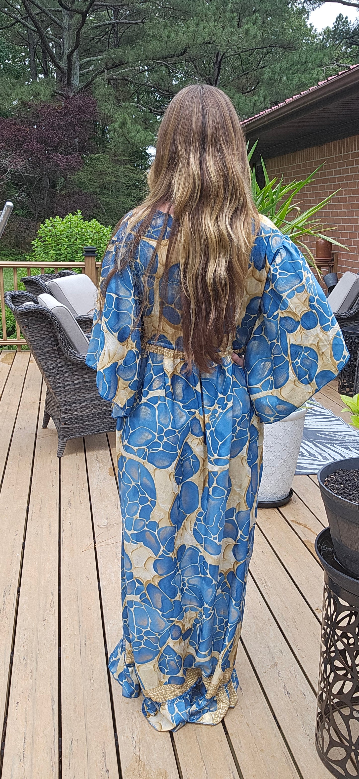 "Moon Light Bloom" Empire Waist Maxi Dress - One Size S to 2X