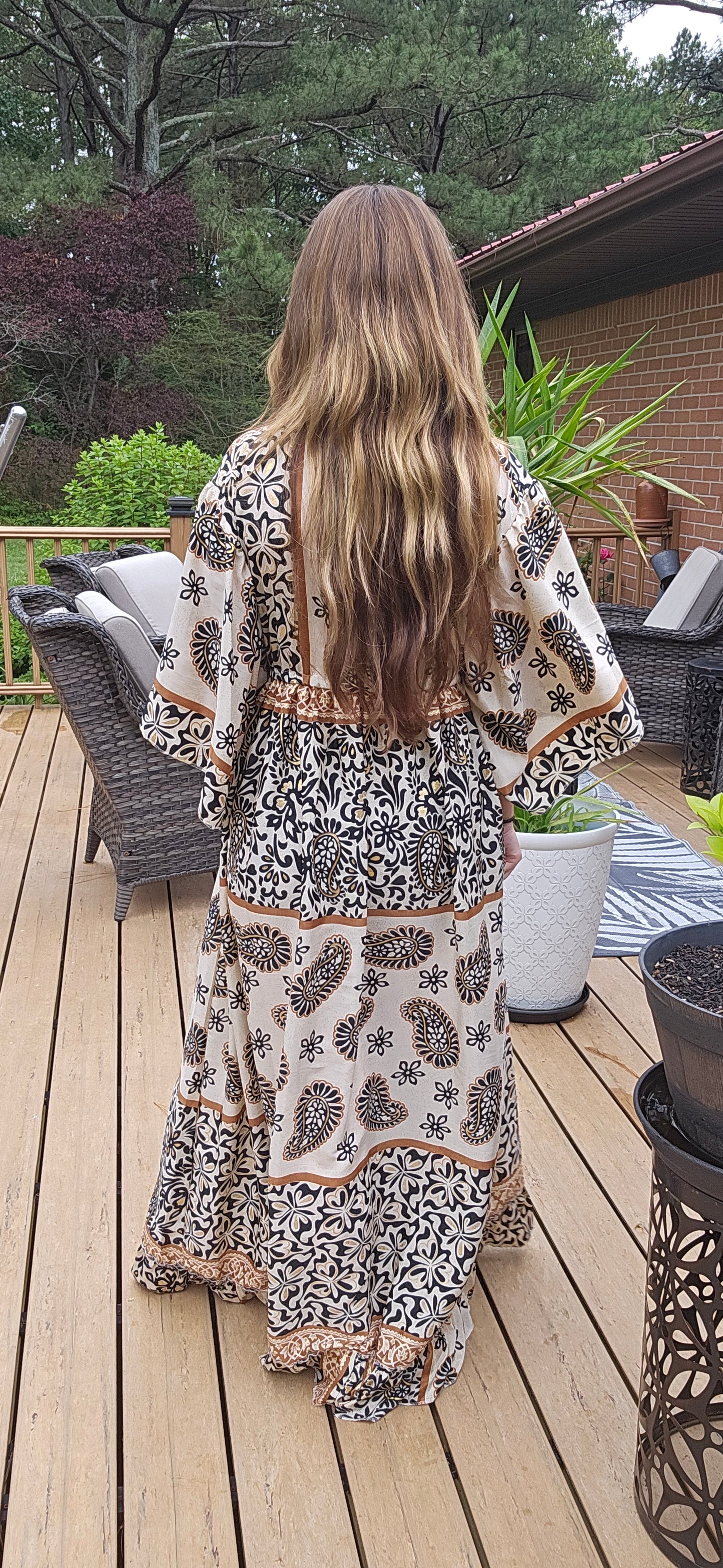 "Moon Light Bloom" Empure Waist Maxi Dress - One Size S to 2X