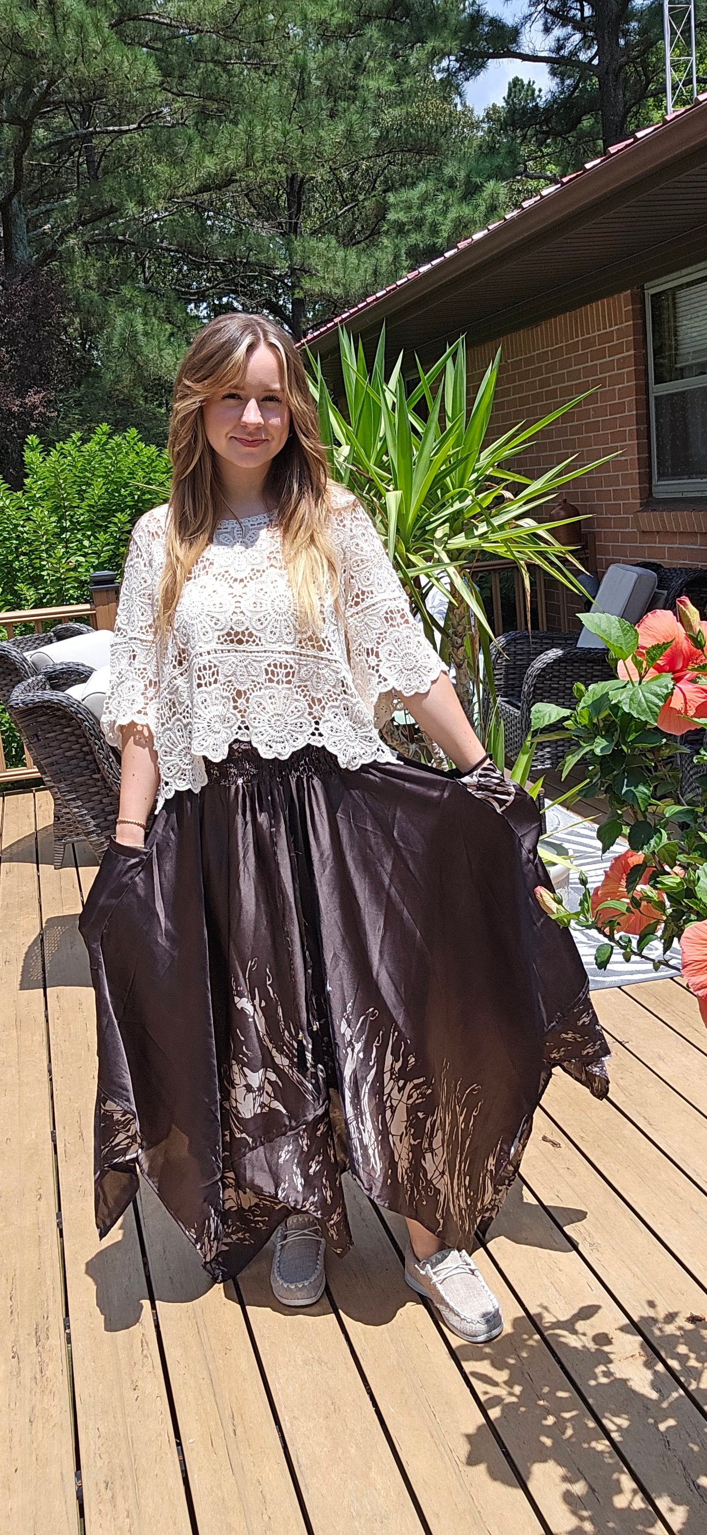 "8 Whispers" Handkerchief Skirt One Size S to 2X/3X