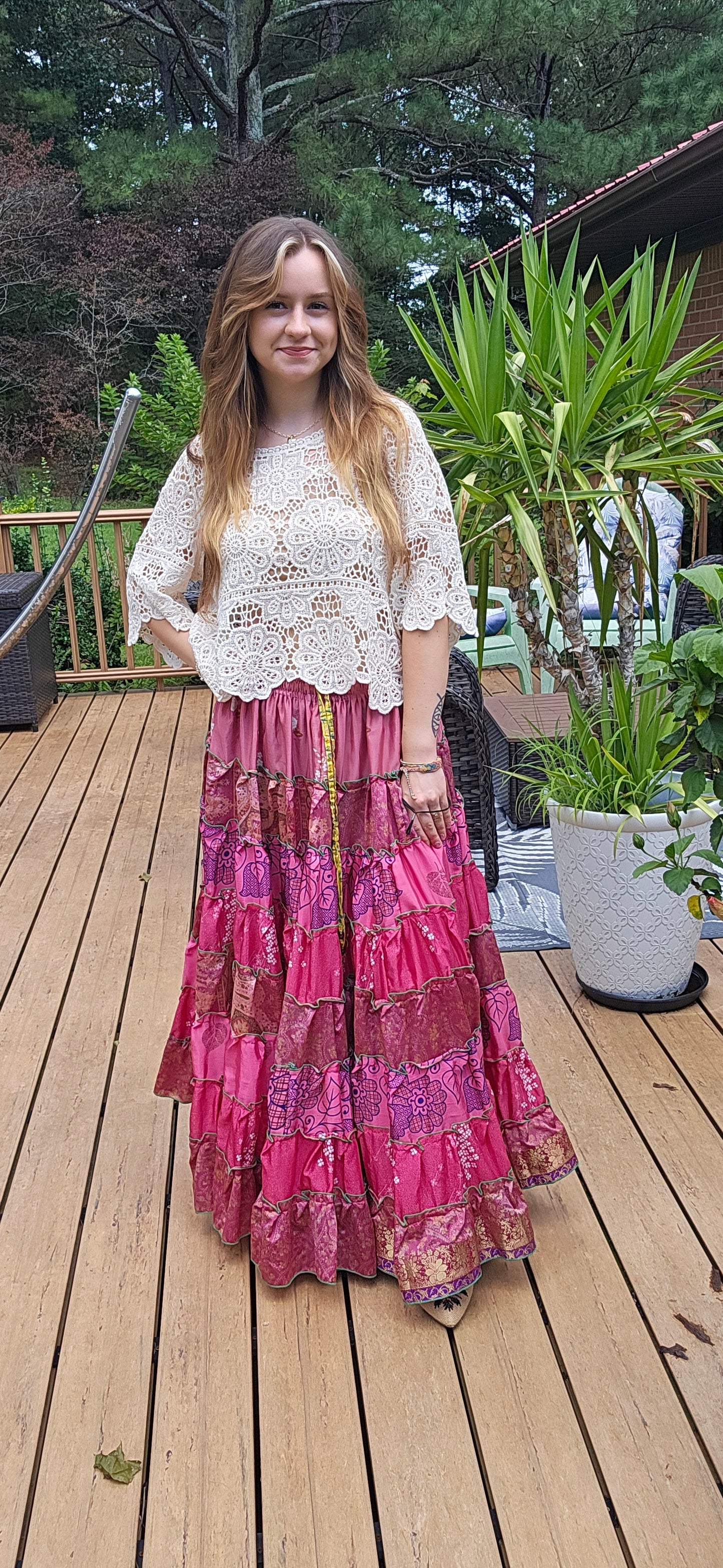 "Be Free" Patchwork Skirt One Size S to 2X