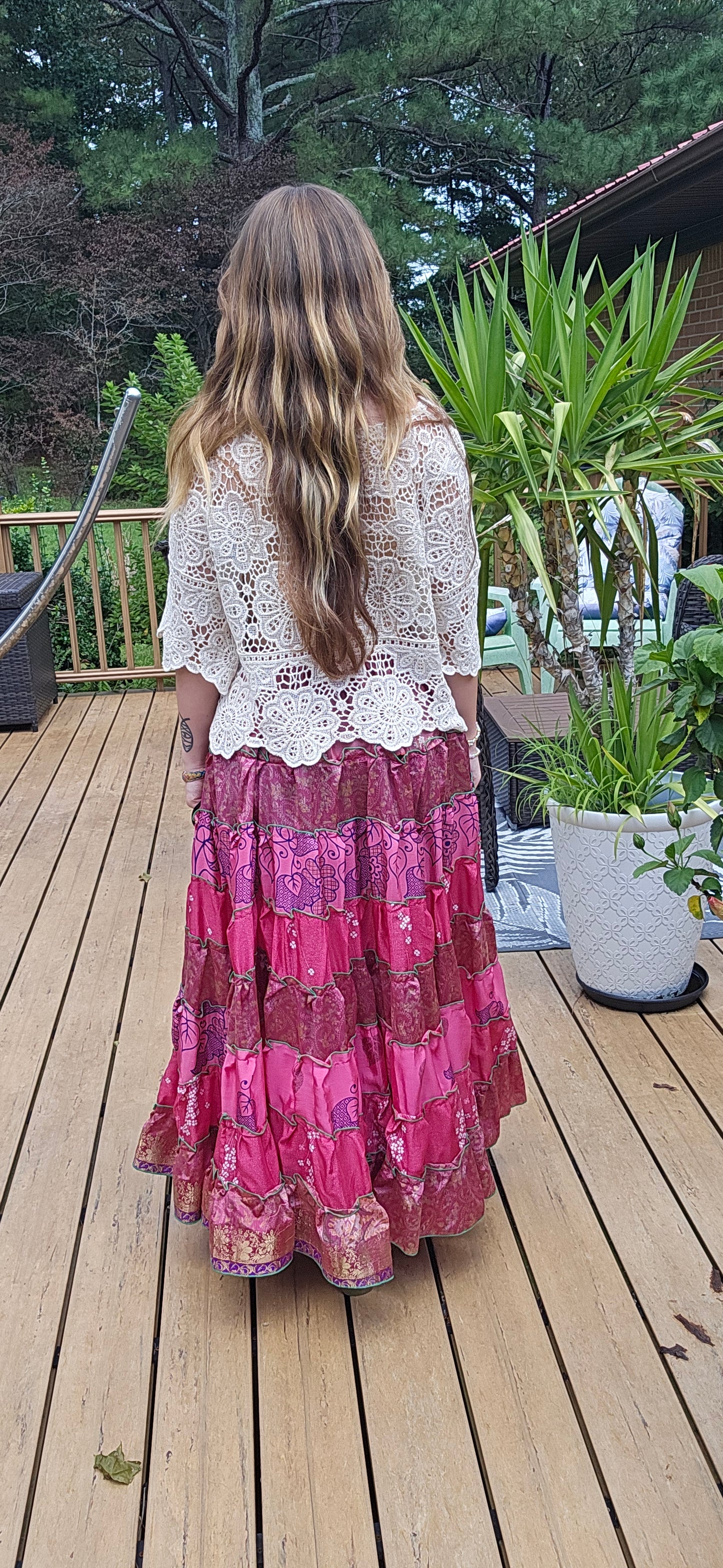 "Be Free" Patchwork Skirt One Size S to 2X
