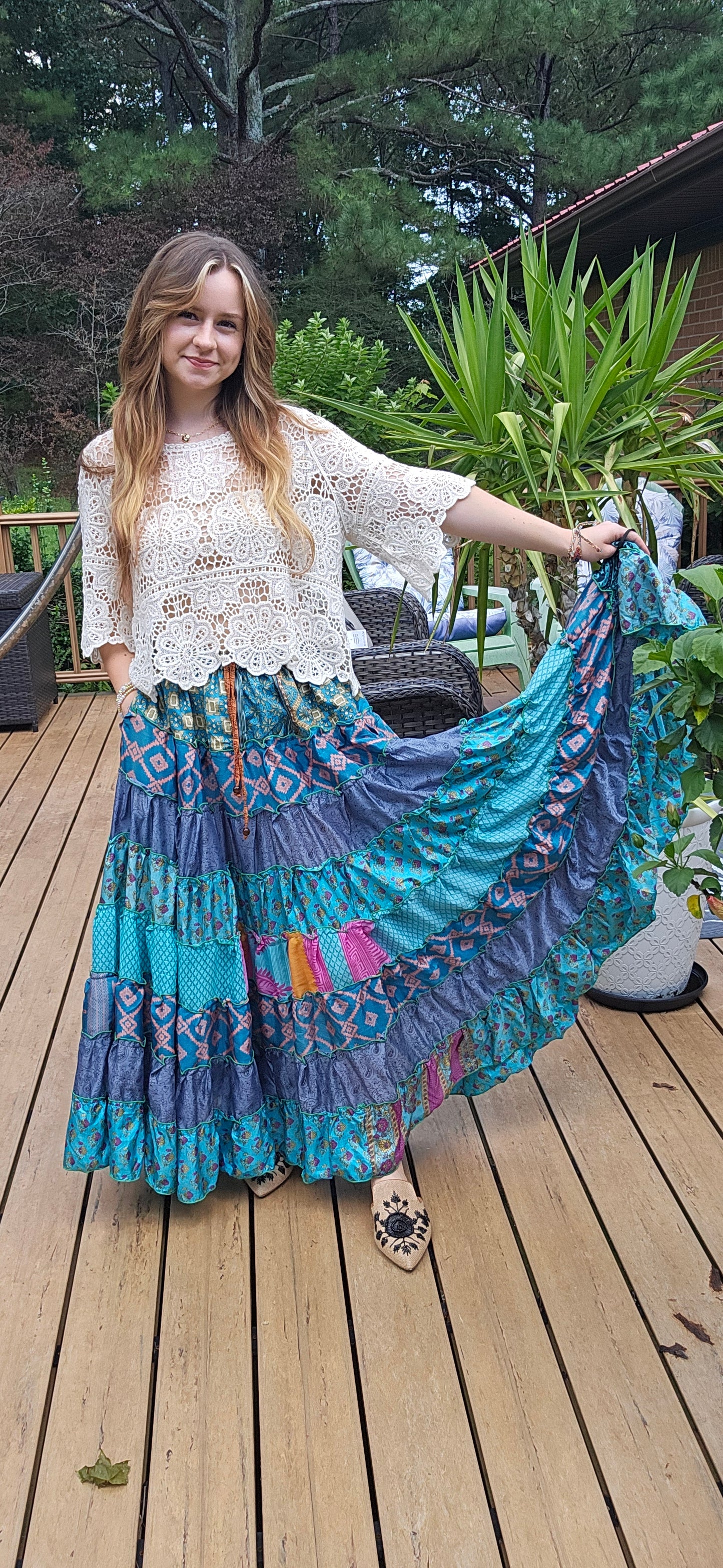 "Be Free" Patchwork Skirt - One Size S to 2X