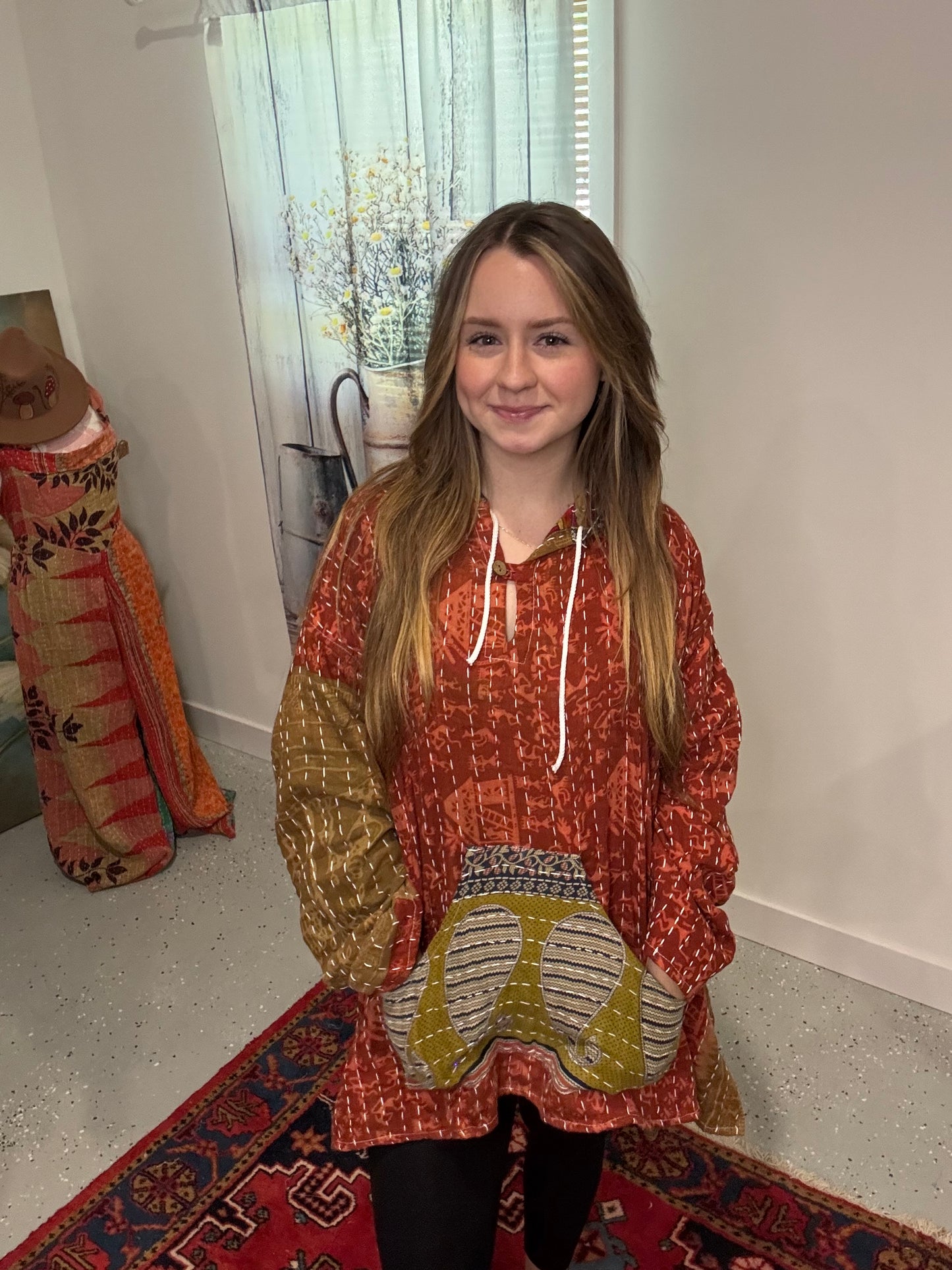 Everyday Reversible Hoodie in Light Kantha S - 3X