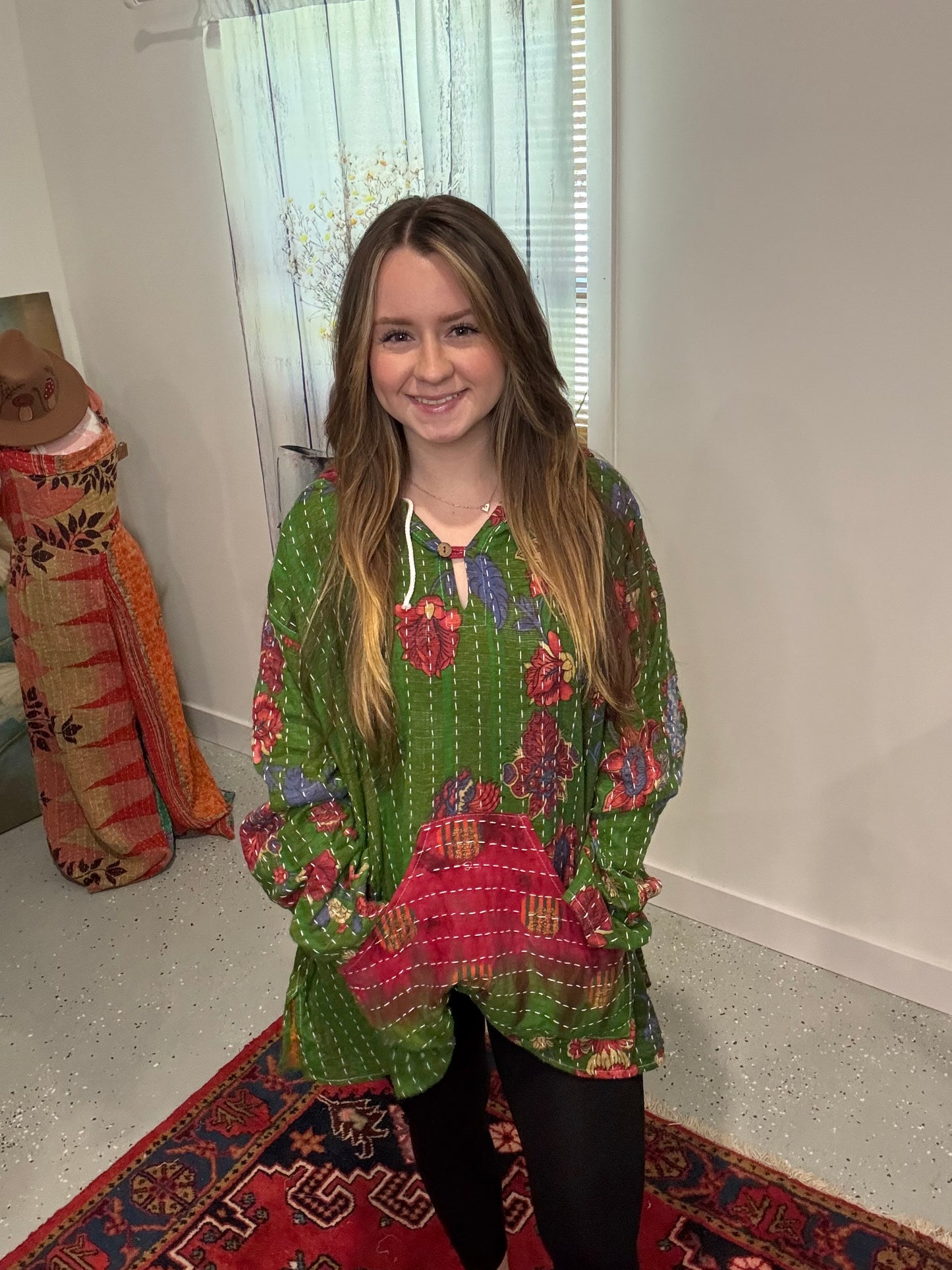 Everyday Reversible Hoodie in Light Kantha S - 3X