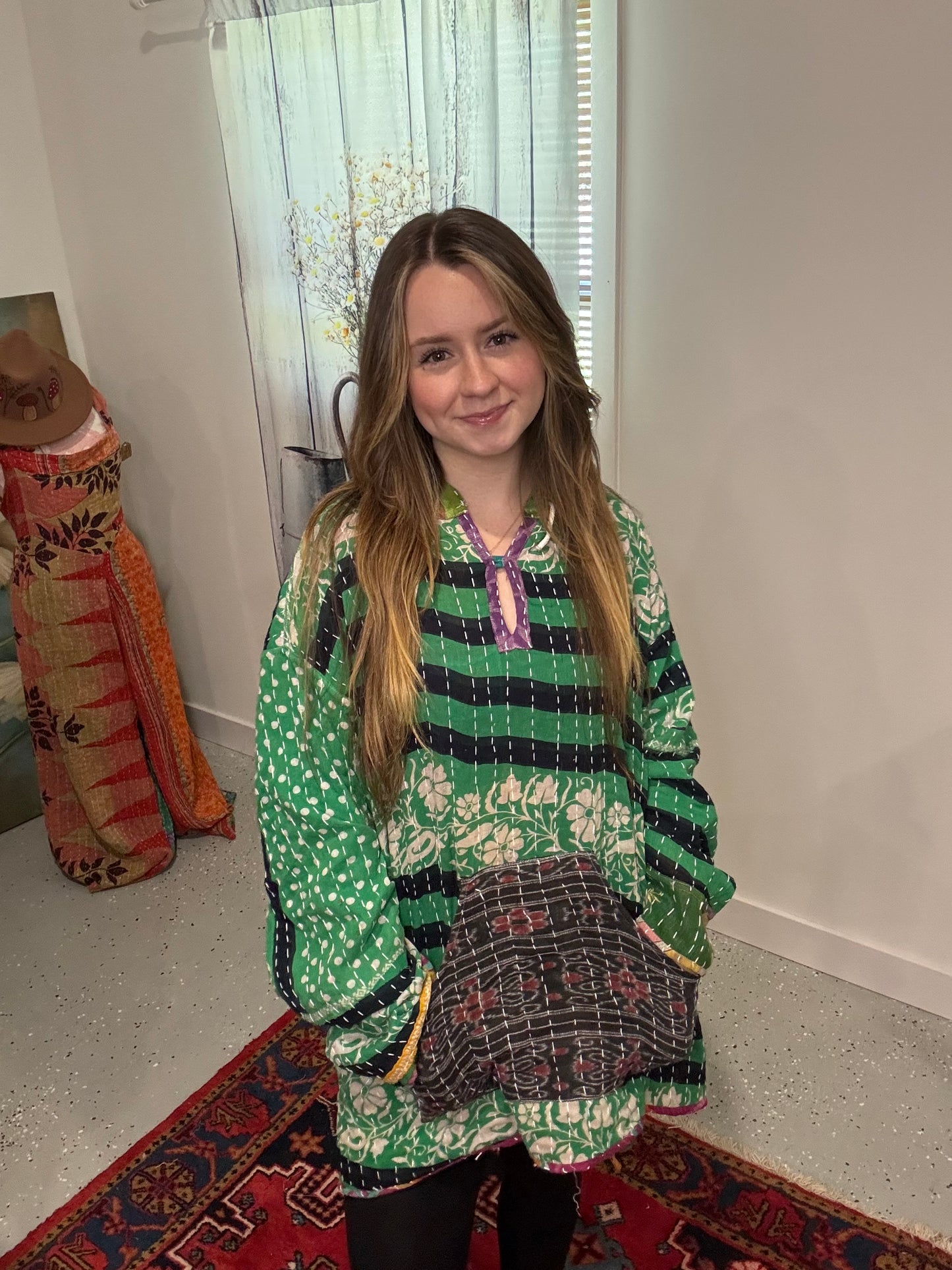 Everyday Reversible Hoodie in Light Kantha S - 3X