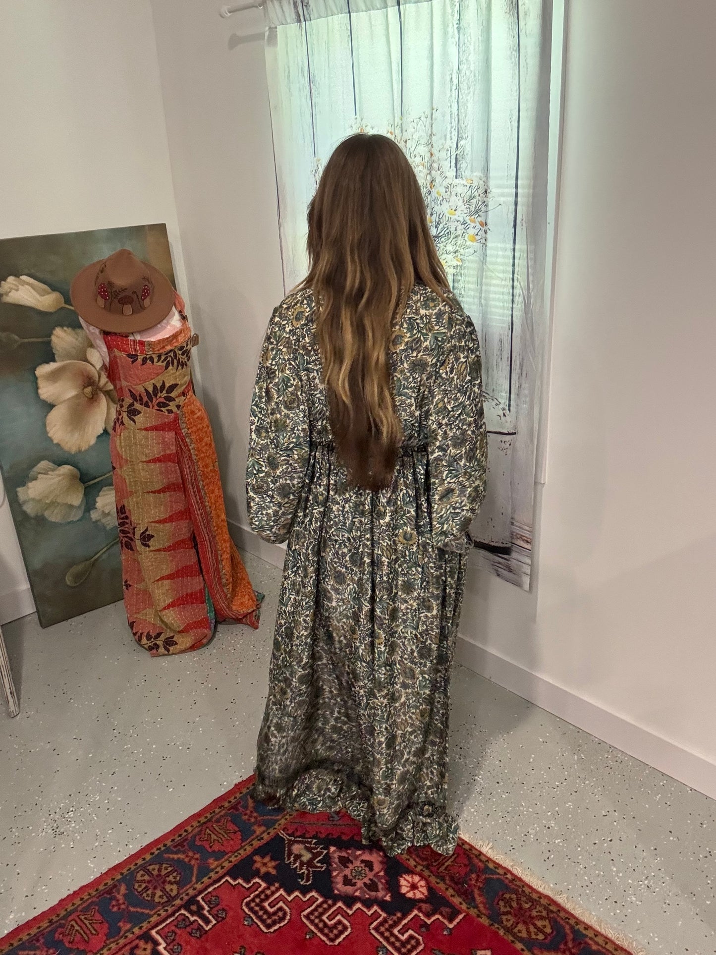 "Moon Light Bloom" Empire Waist Maxi Dress - One Size S to 2X