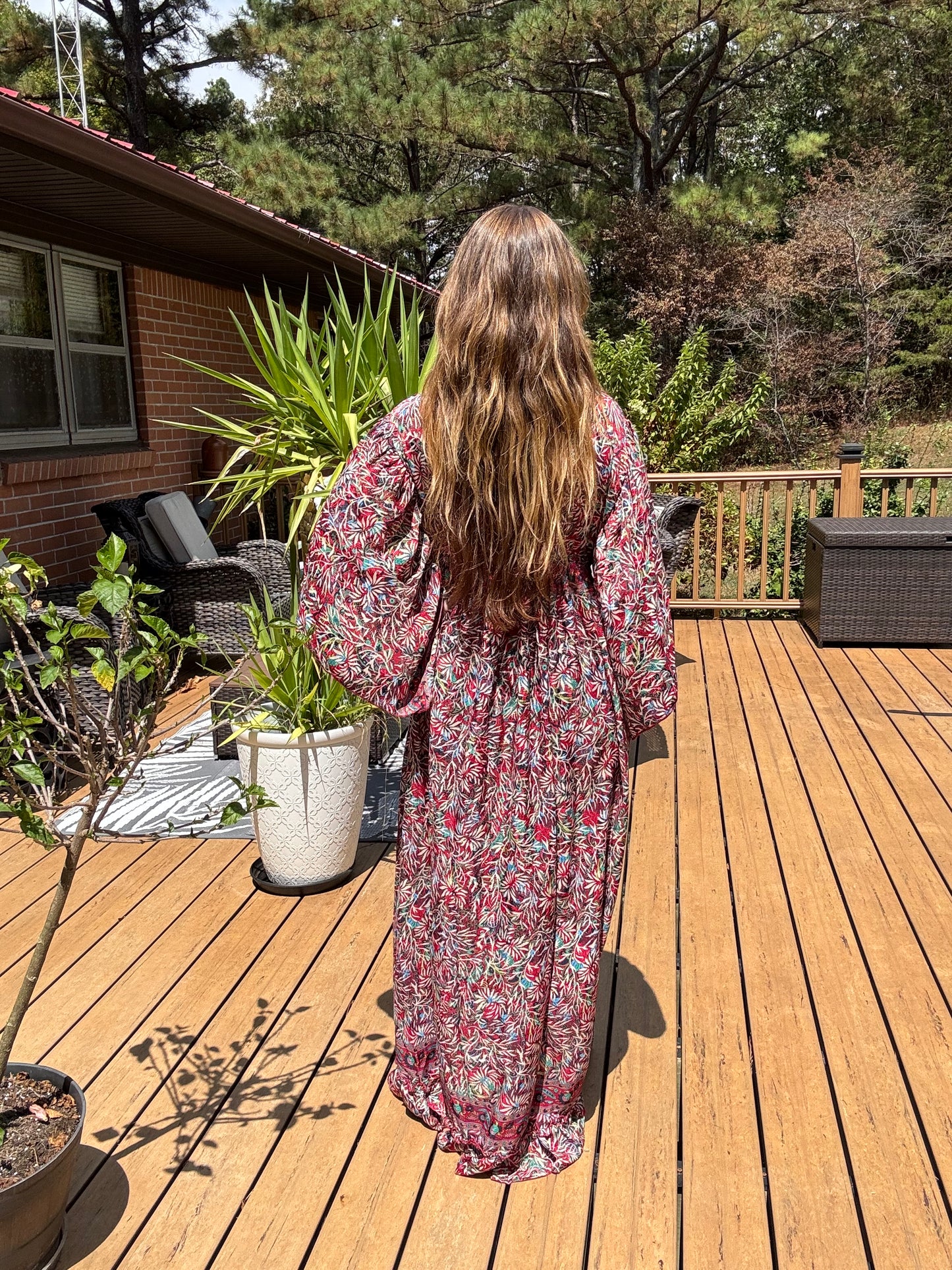 "Moon Light Bloom" Empire Waist Maxi Dress - One Size S to 2X