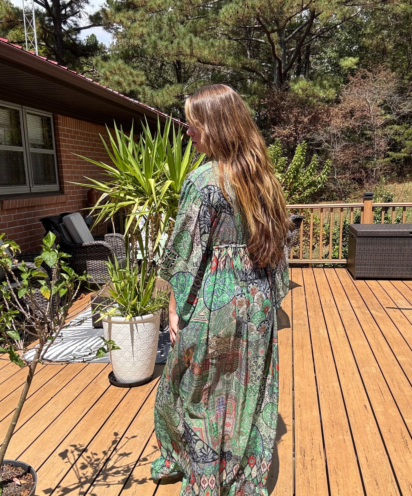 "Moon Light Bloom" Empire Waist Maxi Dress - One Size S to 2X