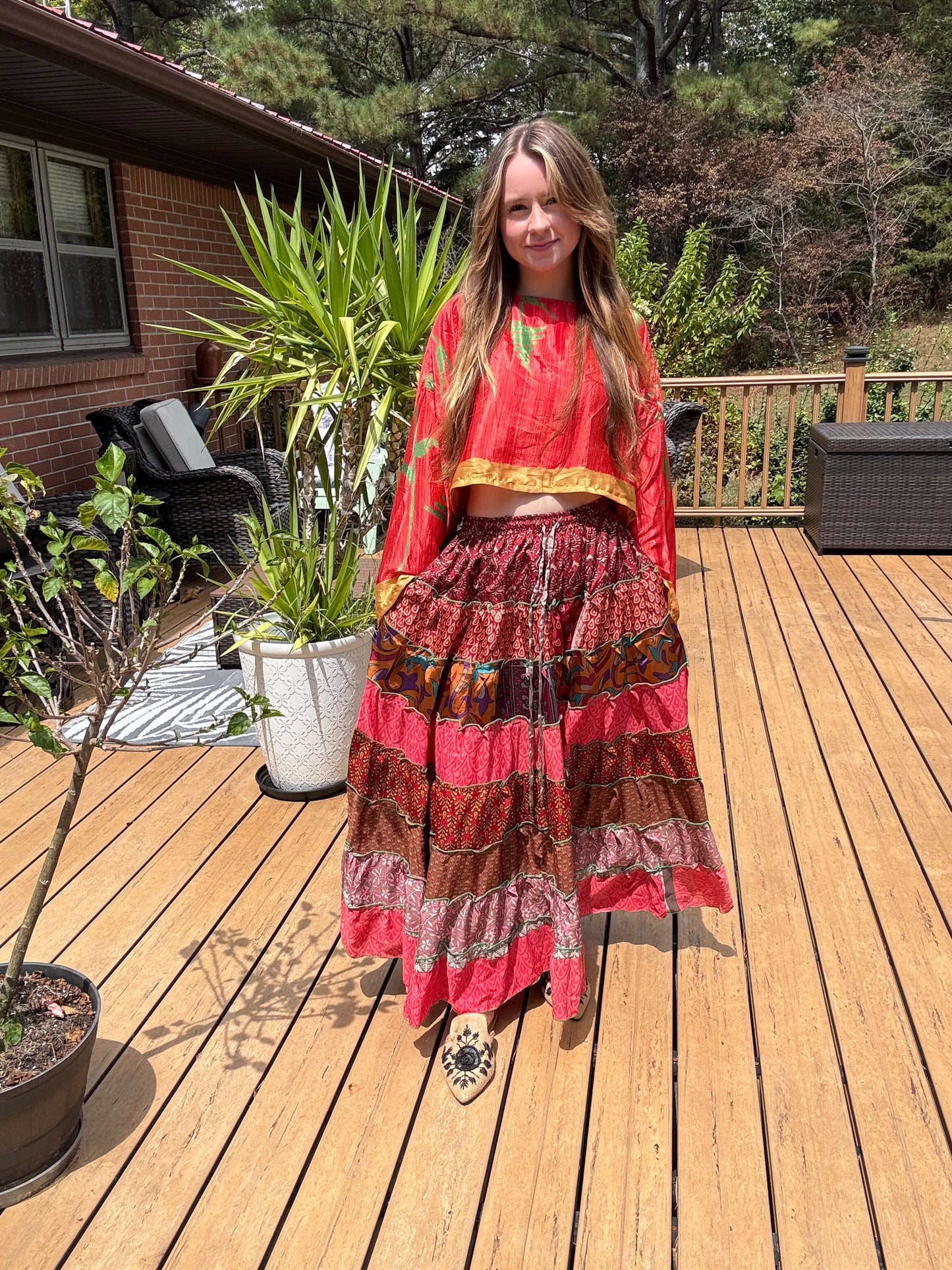 "Be Free" Patchwork Skirt - One Size S to 2X