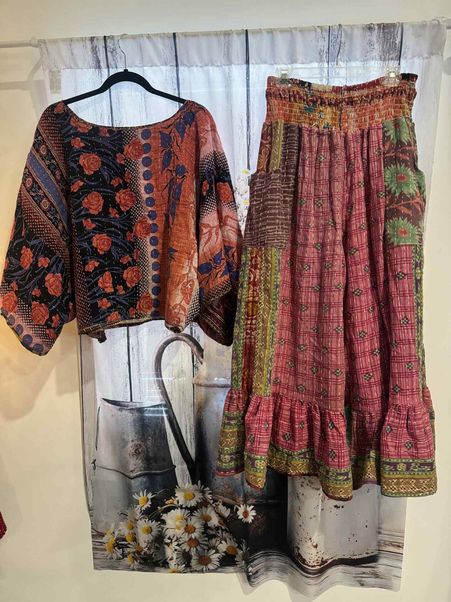 Nomad Spirit Set of Kantha Pants and Top - One Size S to 2X
