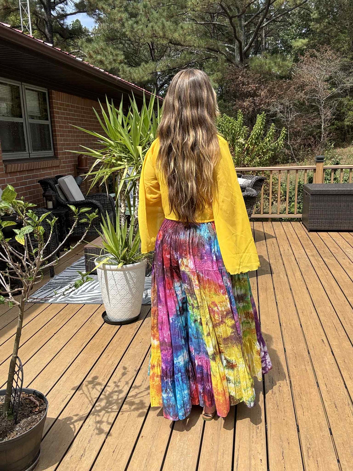 Rainbow Hand Tie Dyed Palazzo Pants with side Pockets - One size S to 2X