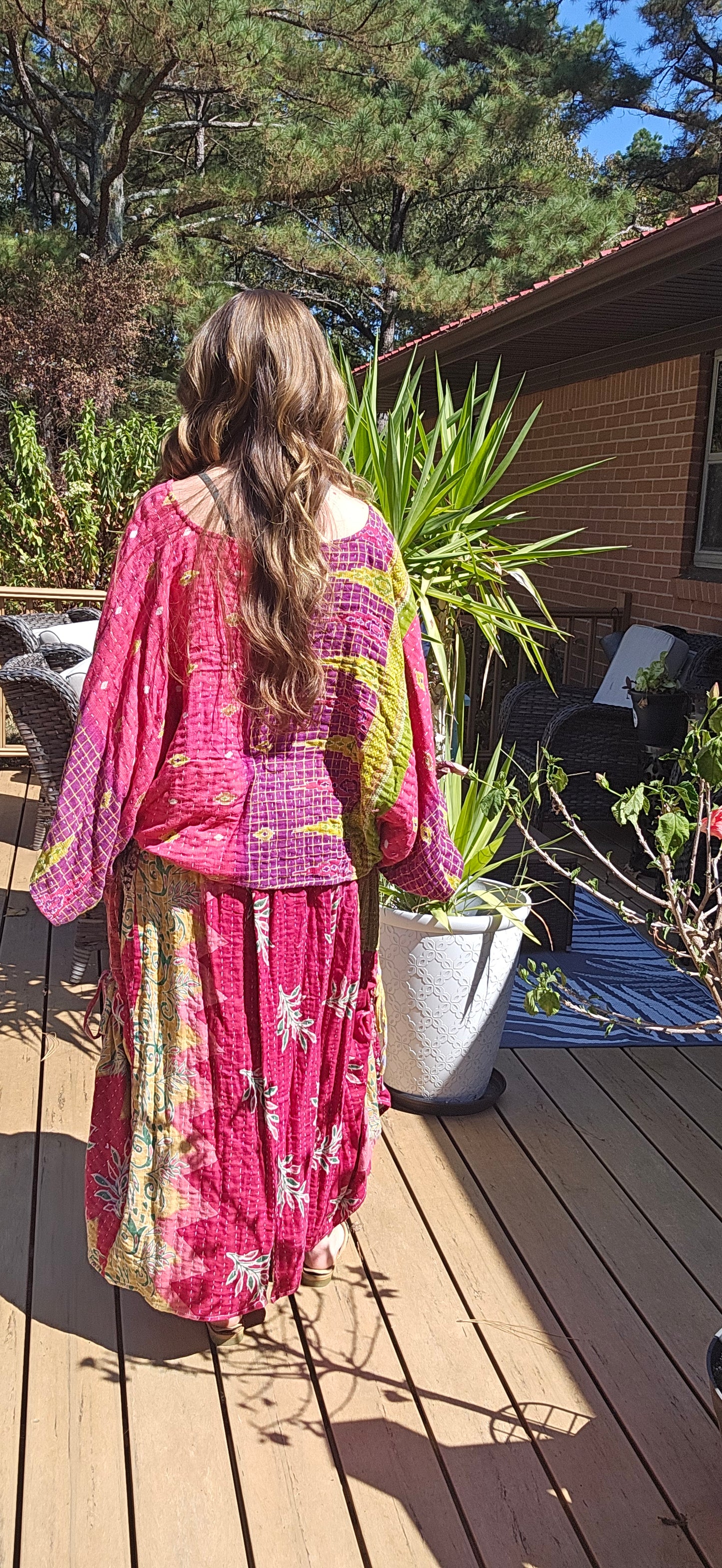 "Peasant" Kantha Skirt Set - One Size S to 2X