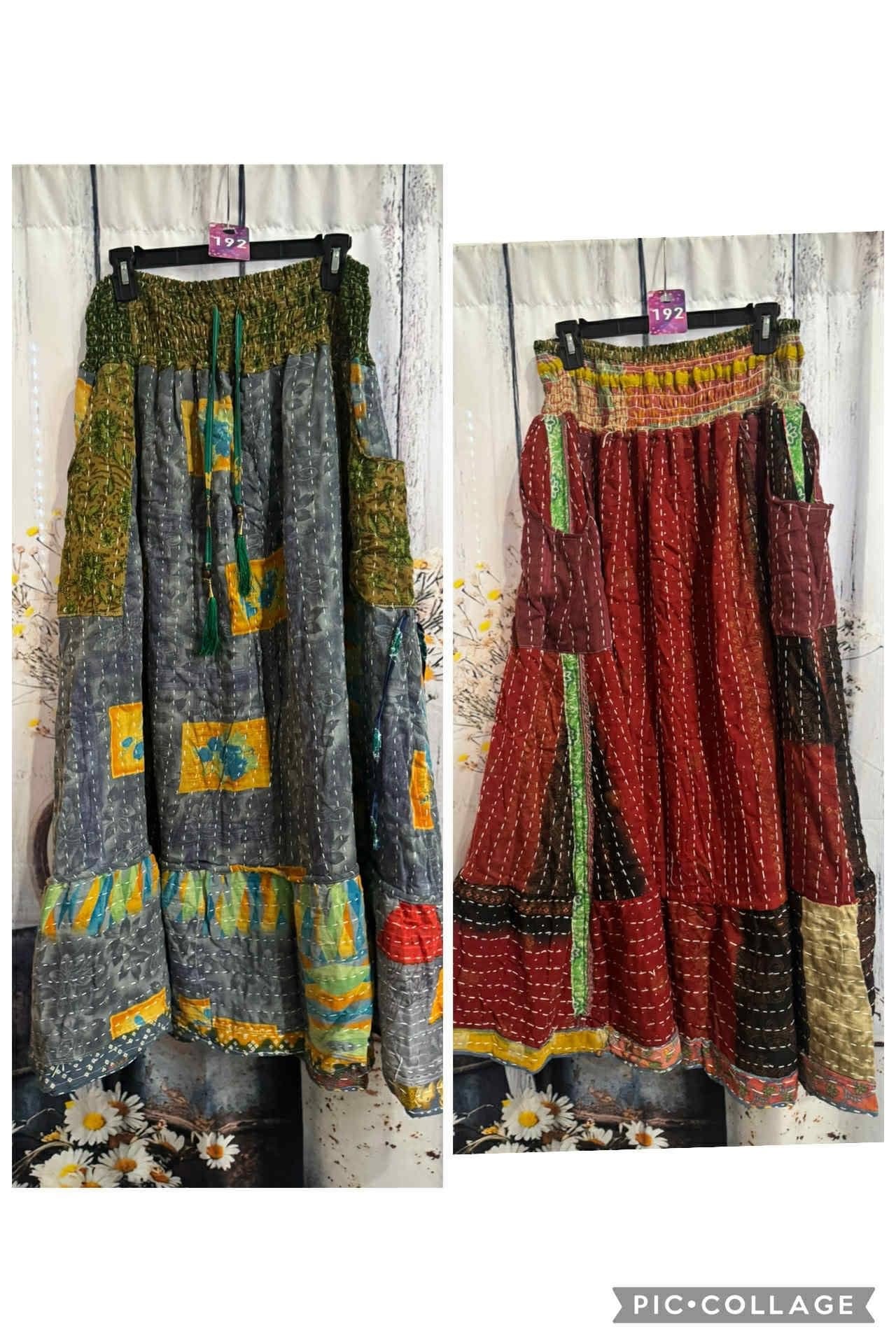"Nomad Spirit" Kantha Skirt One Size S to 3X