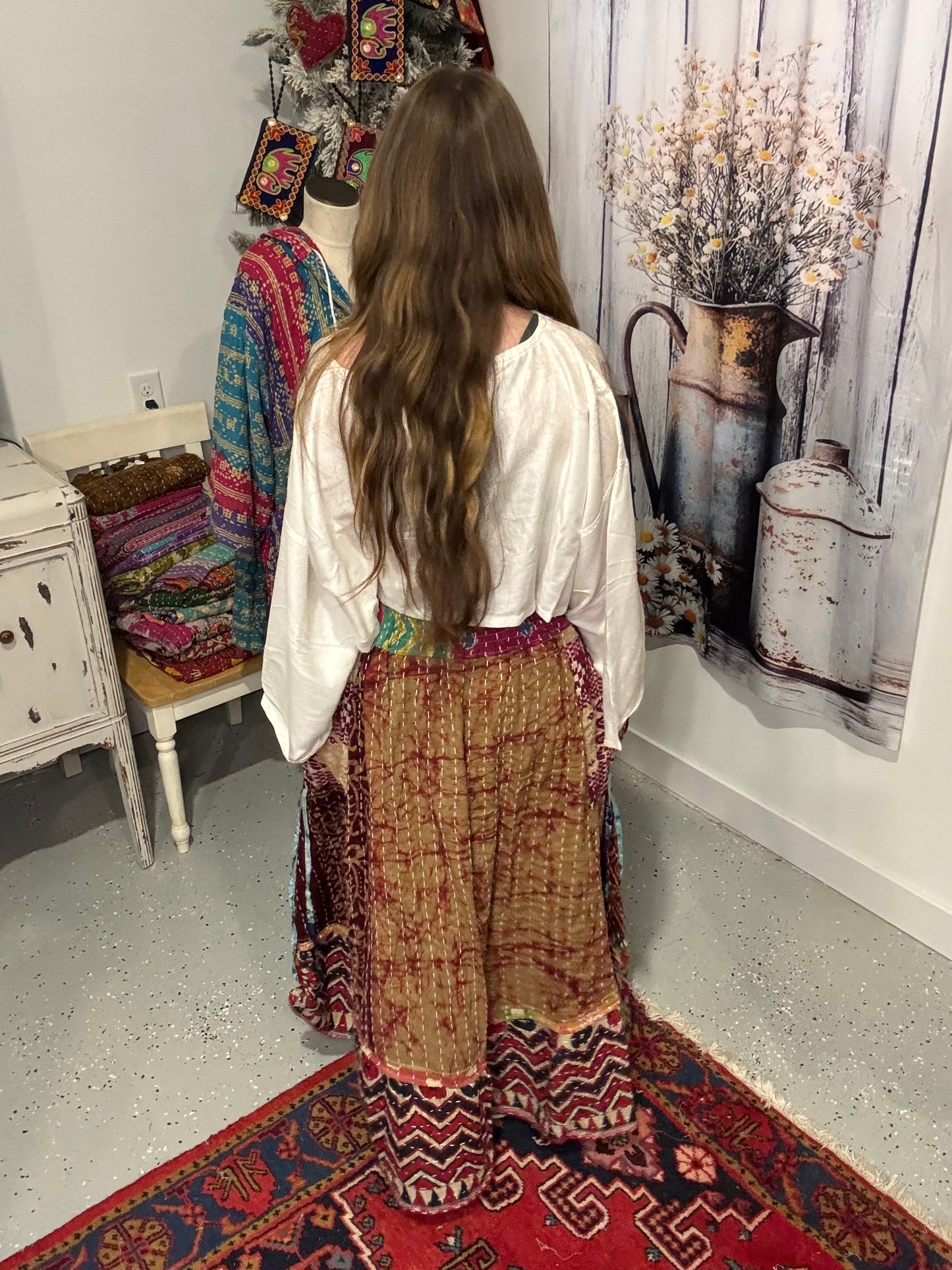 "Nomad Spirit" Kantha Skirt One Size S to 3X