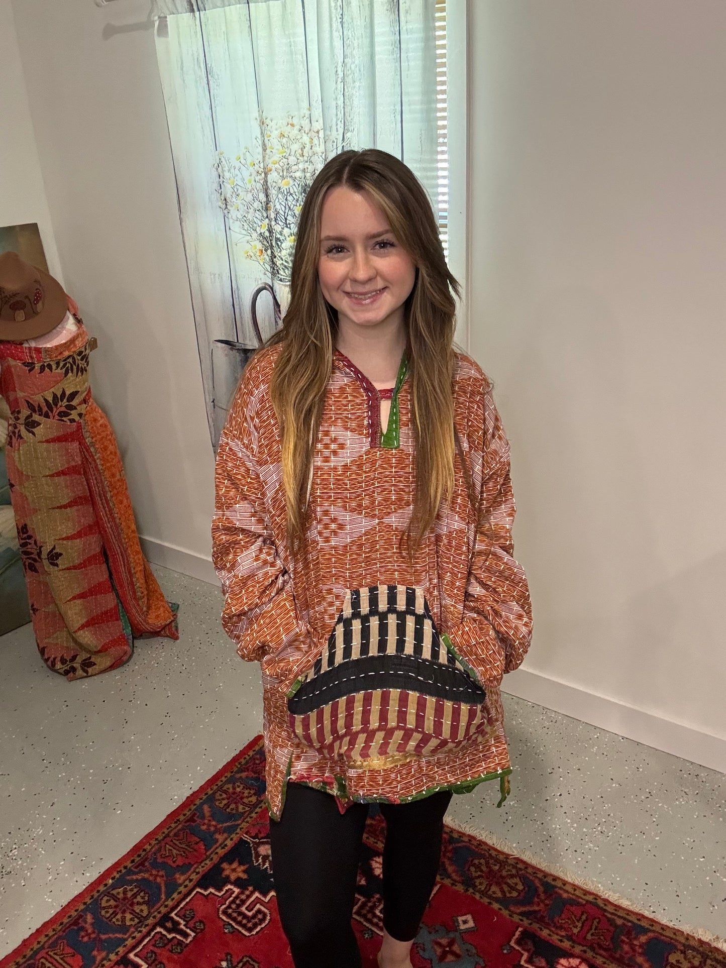 Everyday Reversible Hoodie in Light Kantha S - 3X