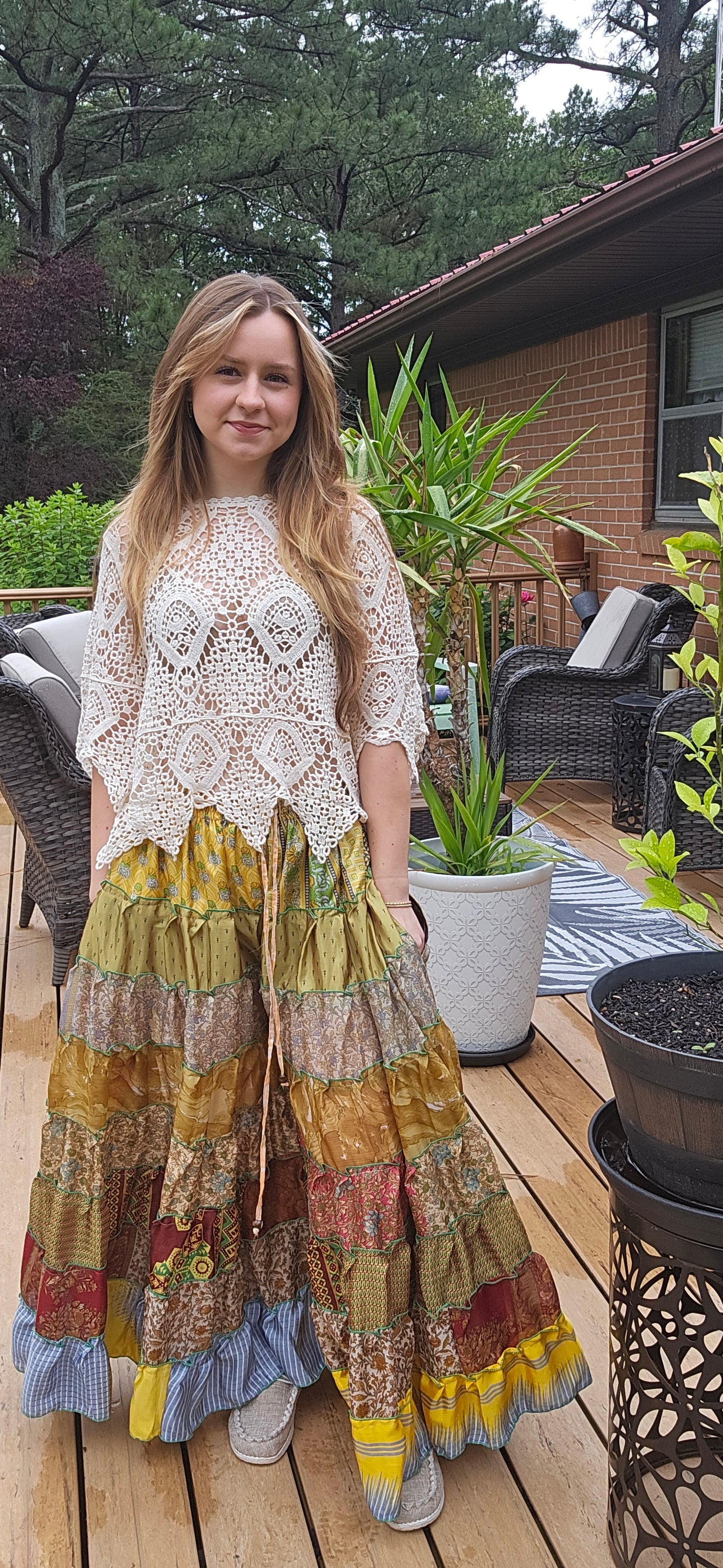 "Be Free"  Patchwork Skirt - One Size S to 2X