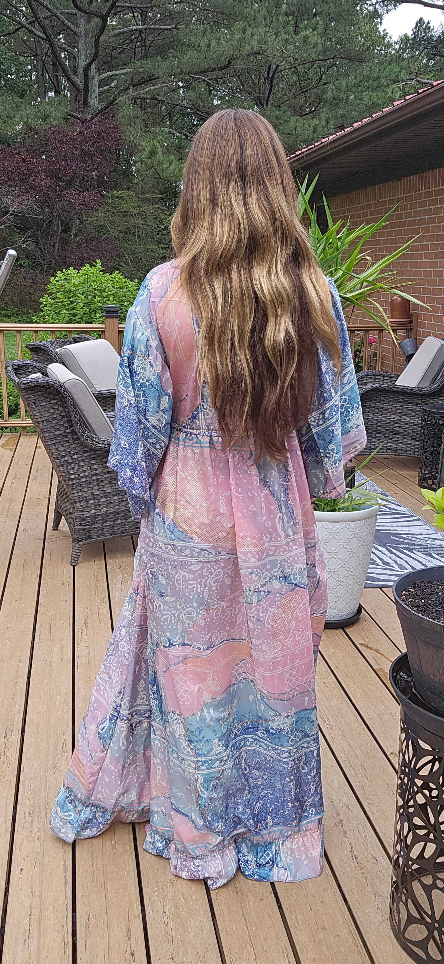 "Moon Light Bloom" Empire Waist Maxi  Dress - One Size S to 2X