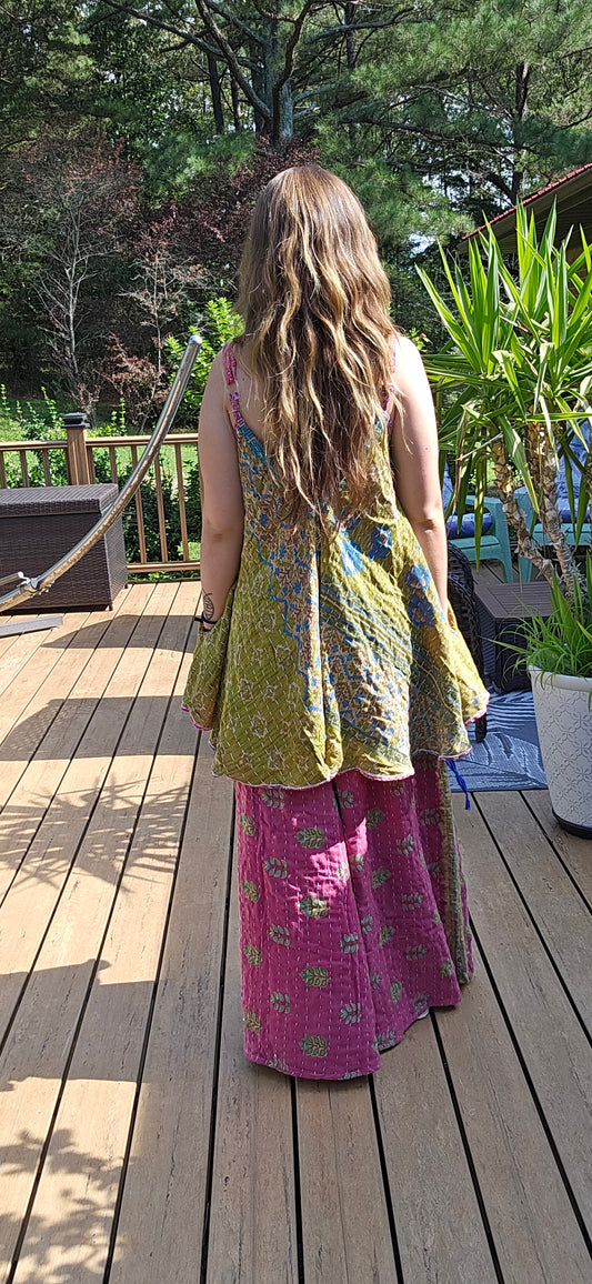 "Free to be"  Kantha Pants Set