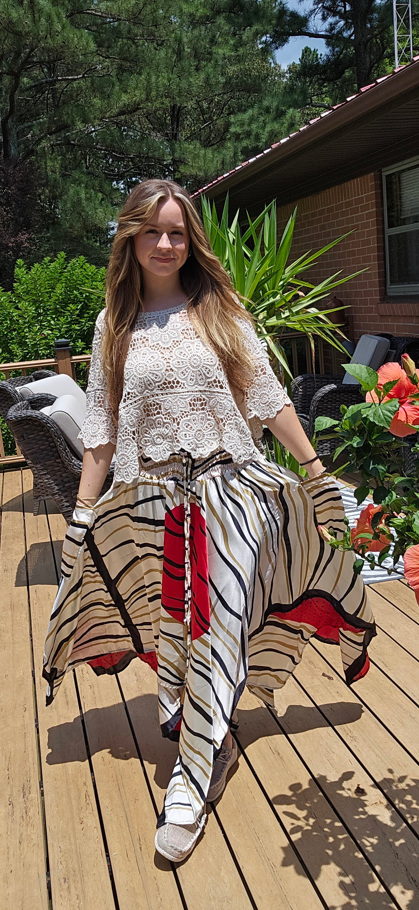 "8 Whispers" Handkerchief  Skirt - One Size S to 3X