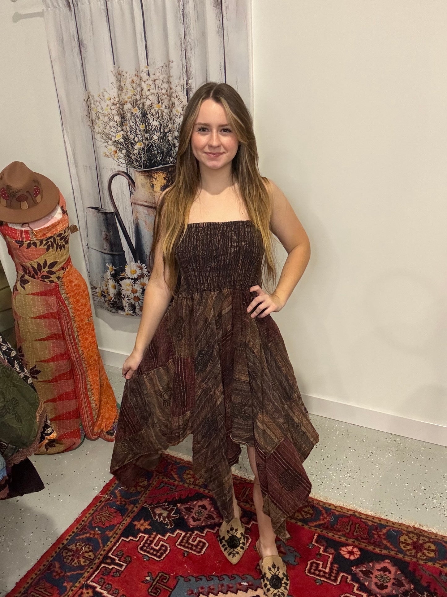 Nepali Duster and Handkerchief Skirt Set - One Size S to 2X