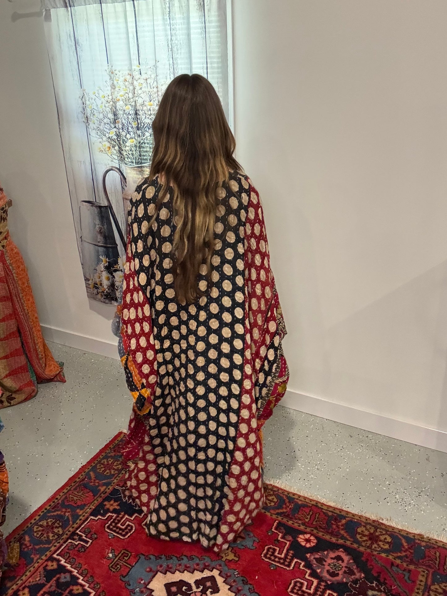 Selene Caftan in light kantha - One size S to 3X /4X