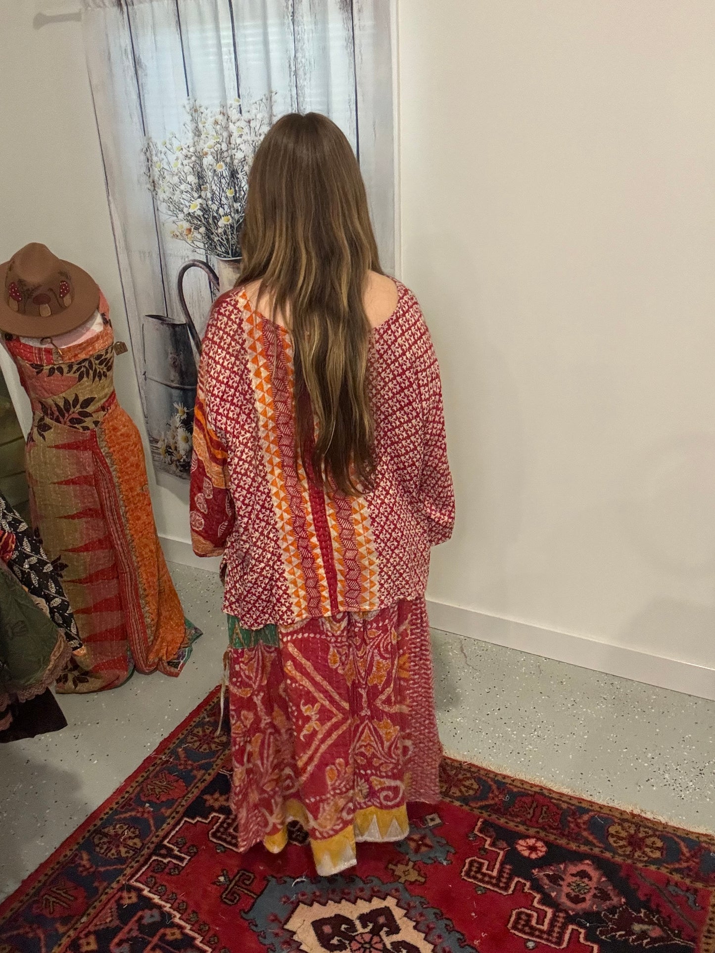 Kantha Tunic and Skirt Set - One size S-2X