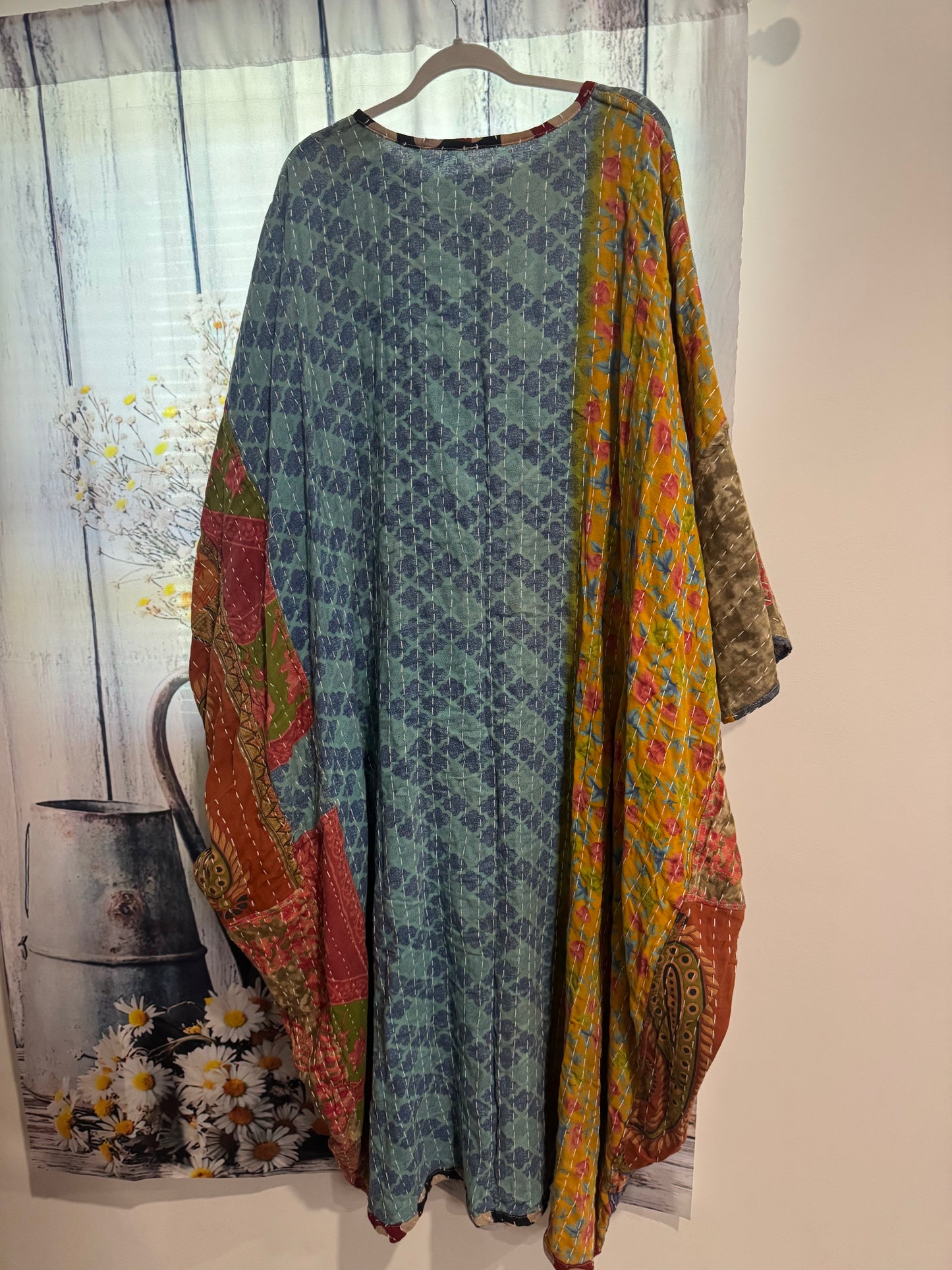 Selene Caftan in light kantha - One size S to 3X /4X