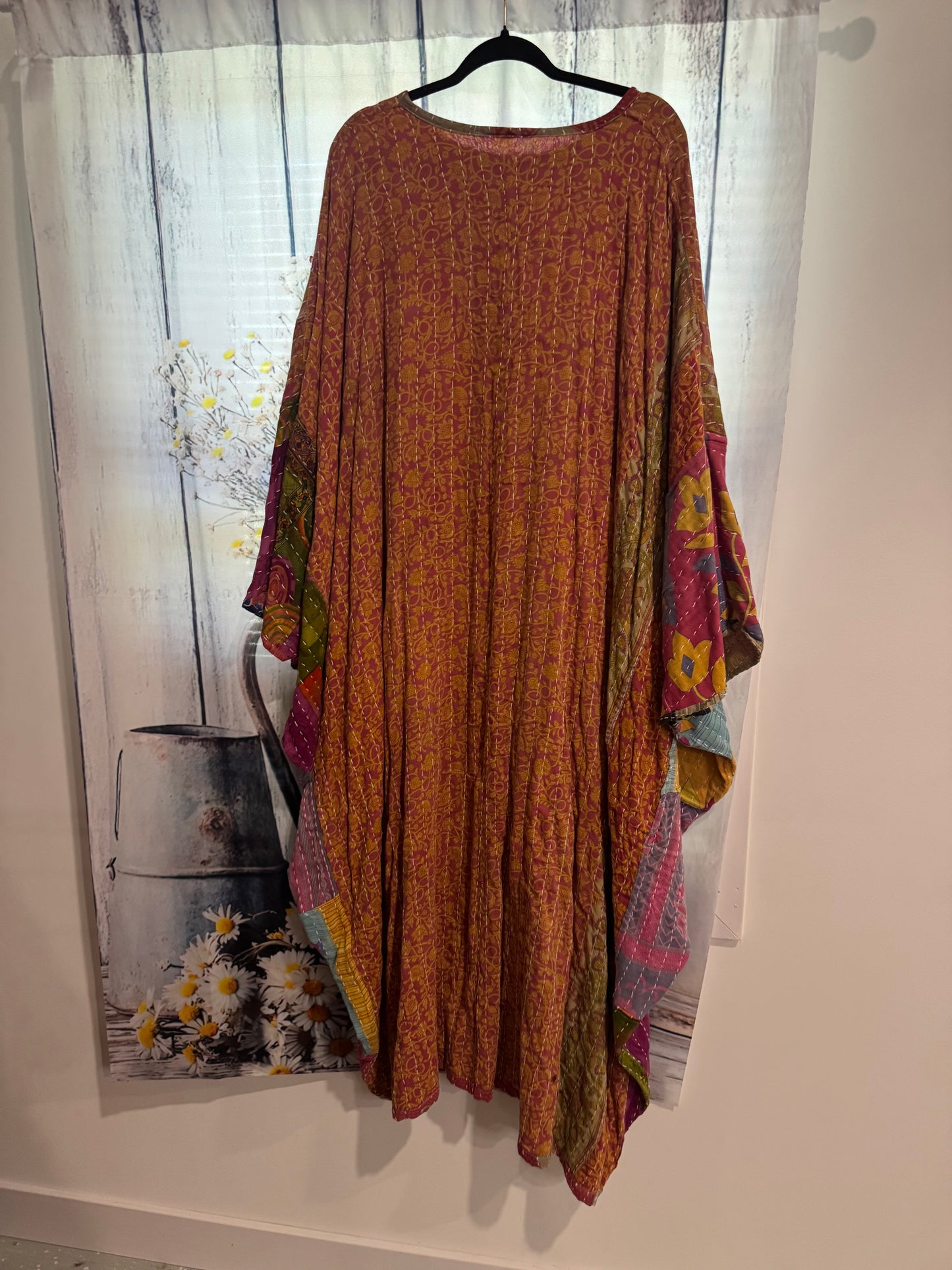 Selene Caftan in light kantha - One size S to 3X /4X