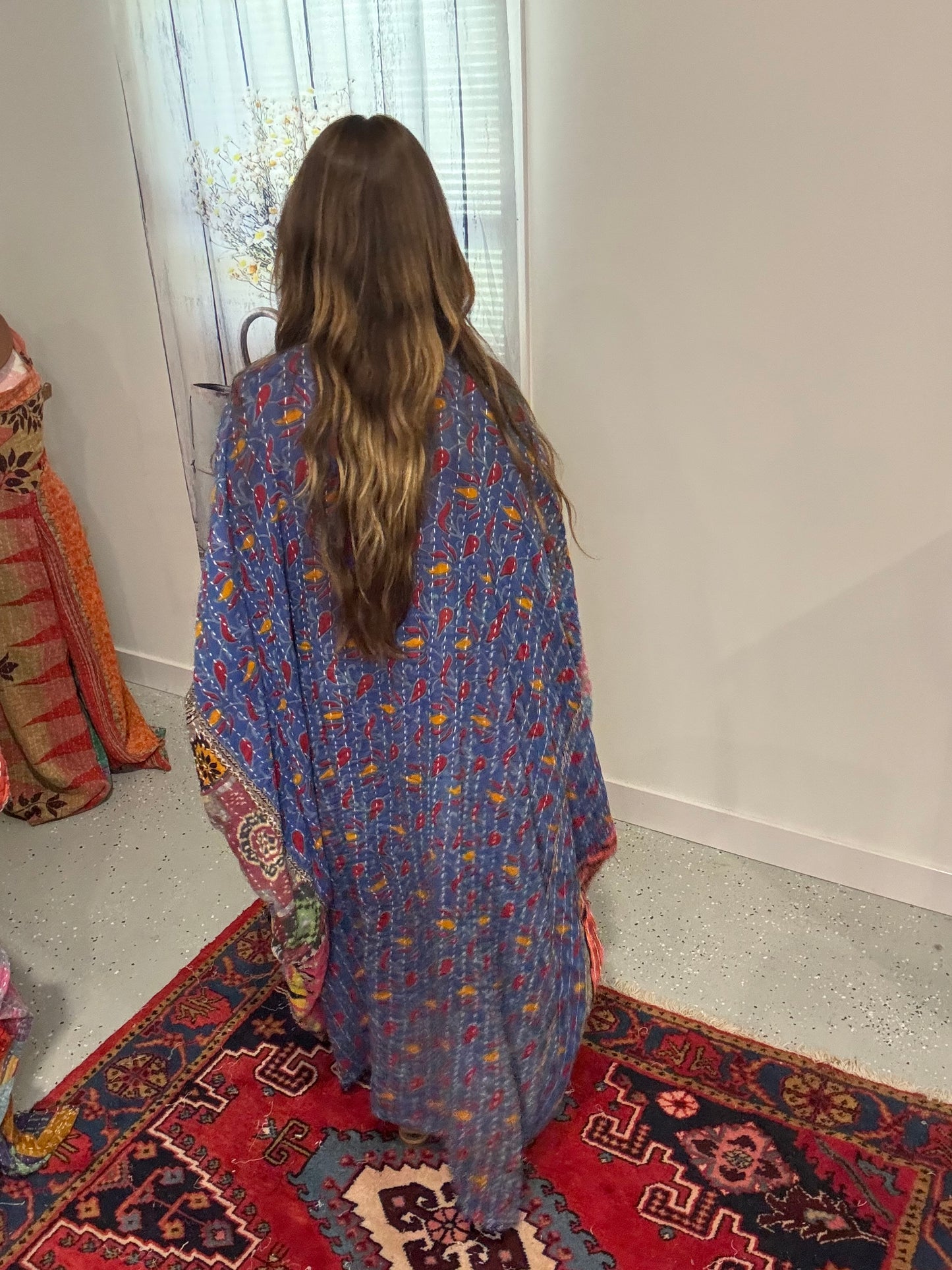 Selene Caftan in light kantha - One size S to 3X /4X