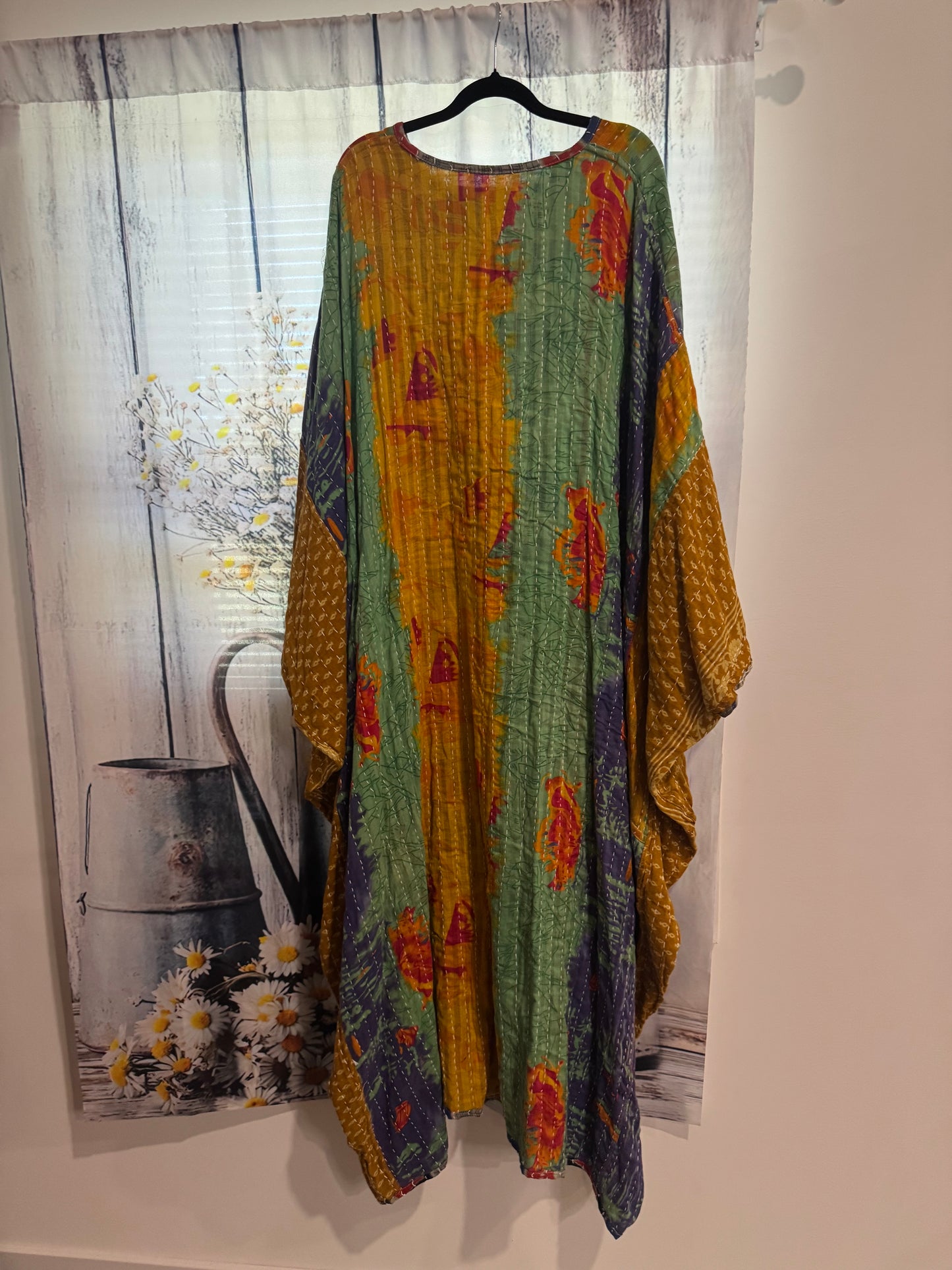 Selene Caftan in light kantha - One size S to 3X /4X