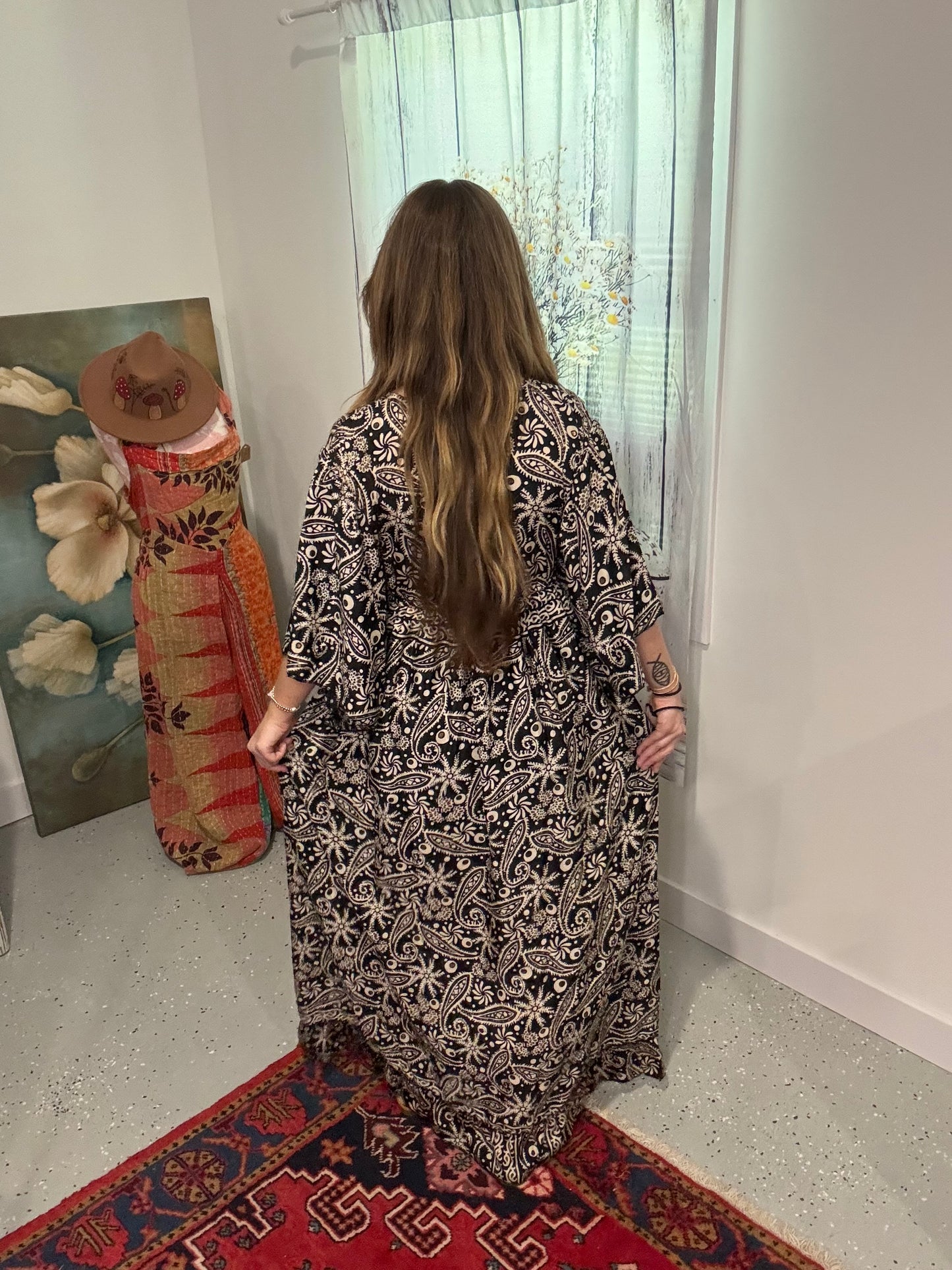 "Moon Light Bloom" Empire Waist Maxi Dress - One Size S to 2X