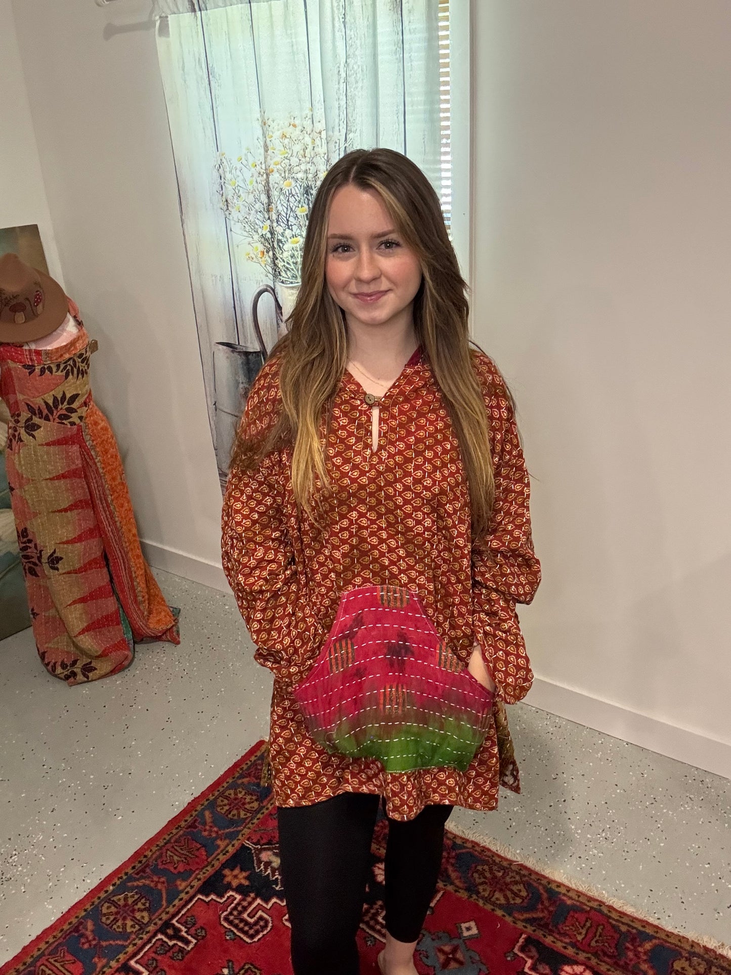 Everyday Reversible Hoodie in Light Kantha S - 3X