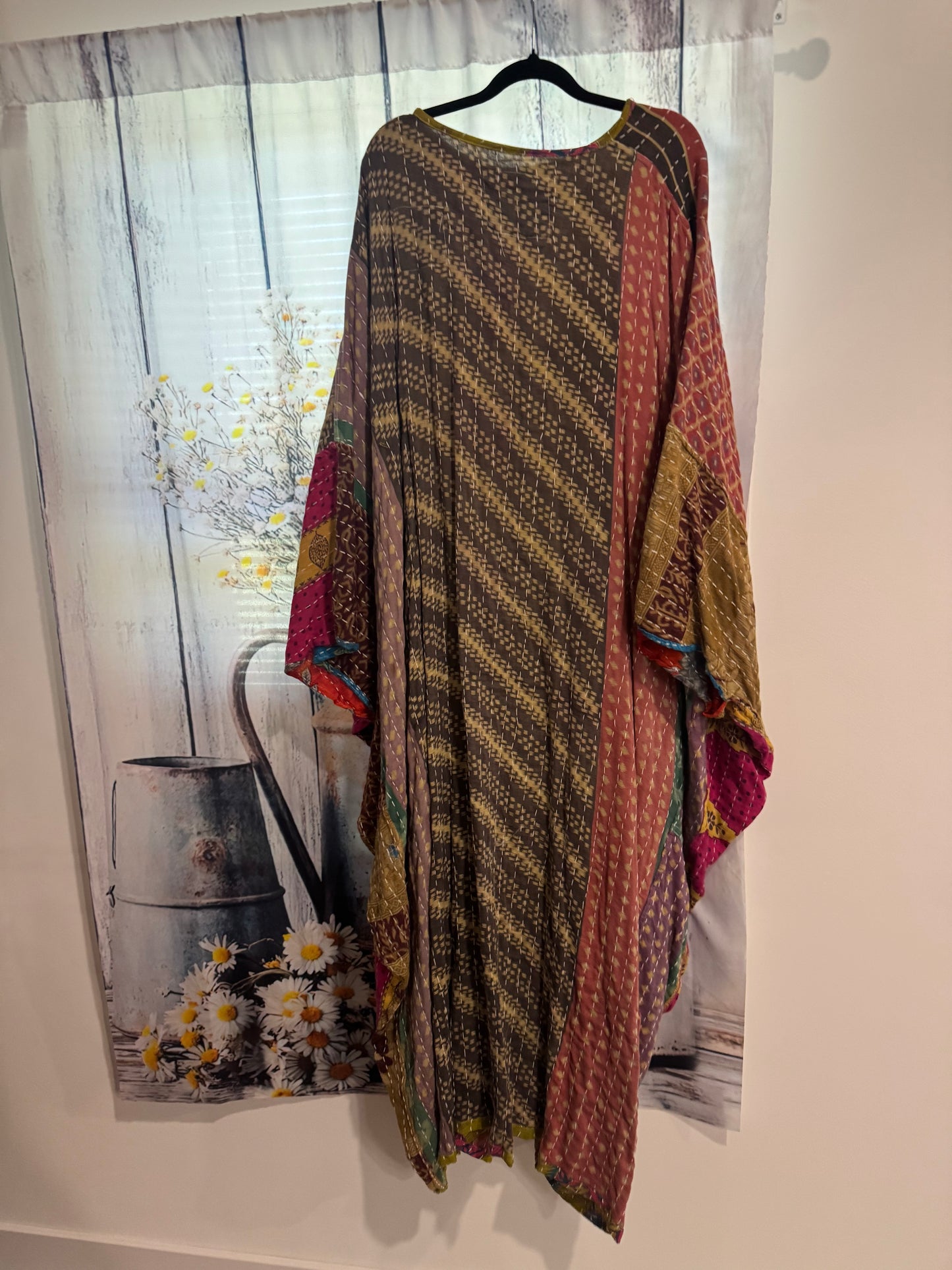 Selene Caftan in light kantha - One size S to 3X /4X