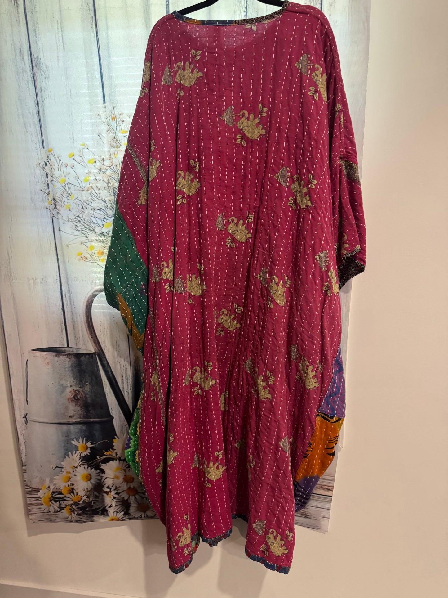 Selene Caftan in light kantha - One size S to 3X /4X