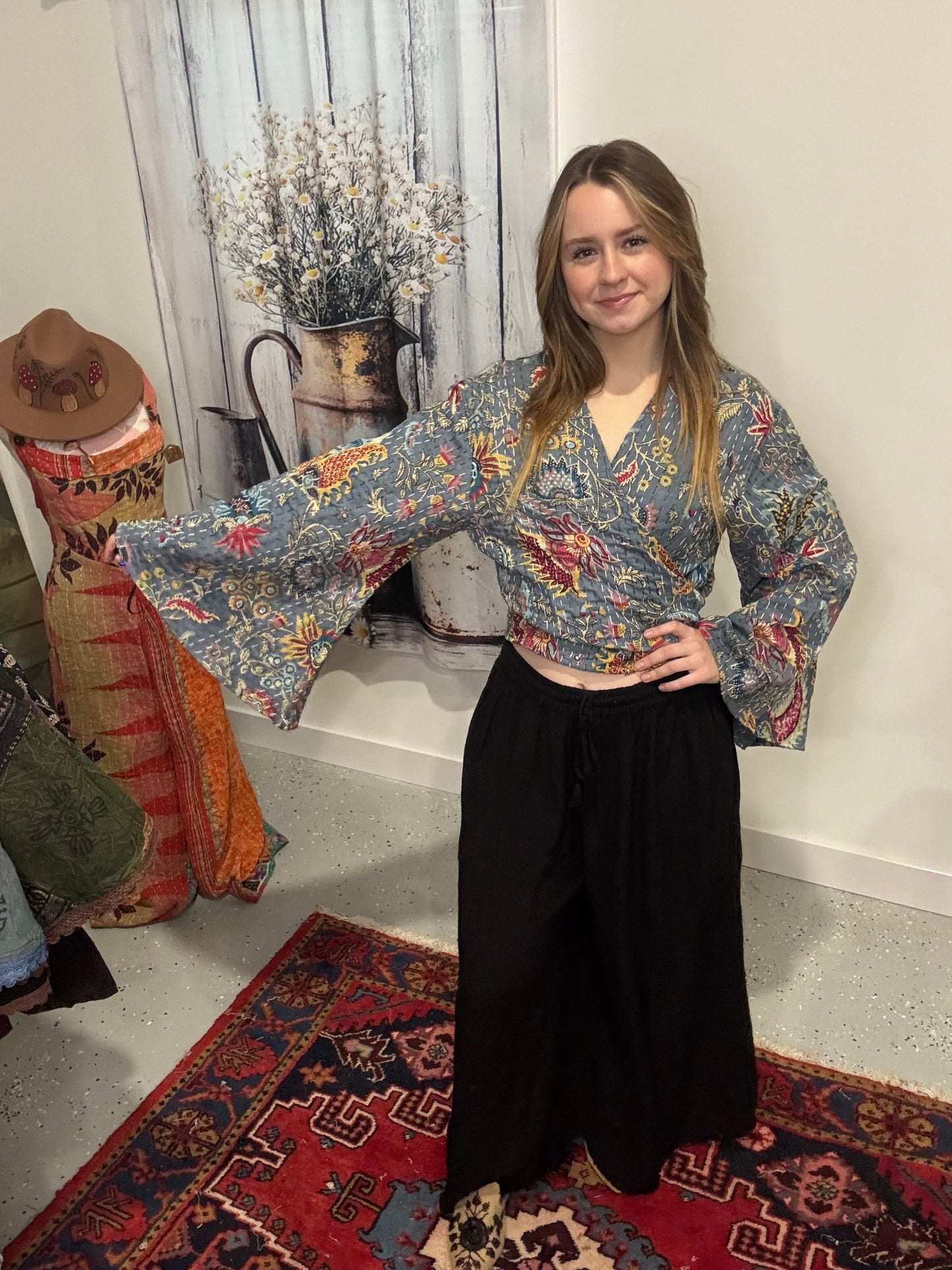 Set of Kantha Duster with Wrap top - One size S to XL