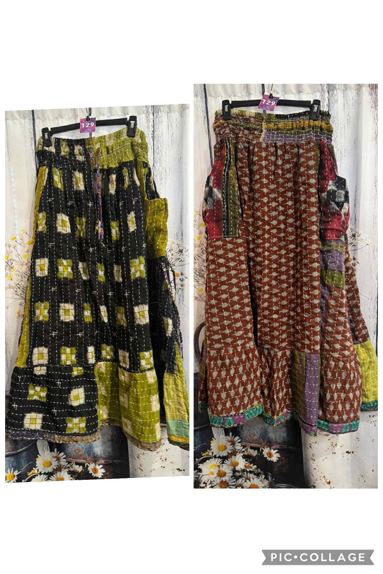 "Nomad Spirit" Kantha Skirt One Size S to 3X