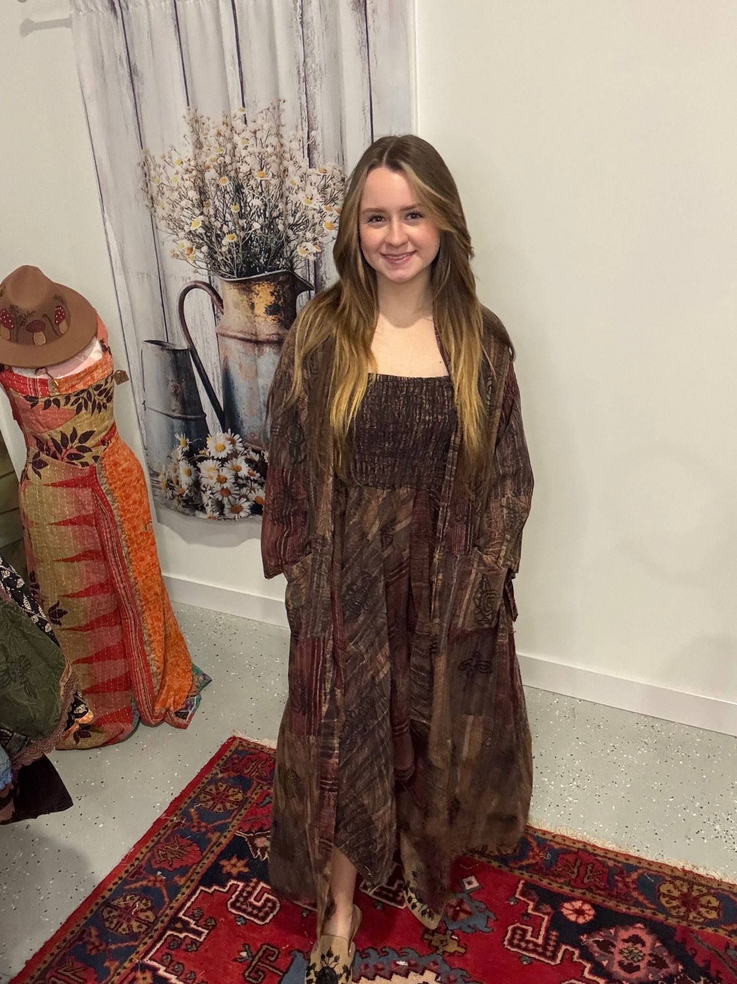 Nepali Duster and Handkerchief Skirt Set - One Size S to 2X