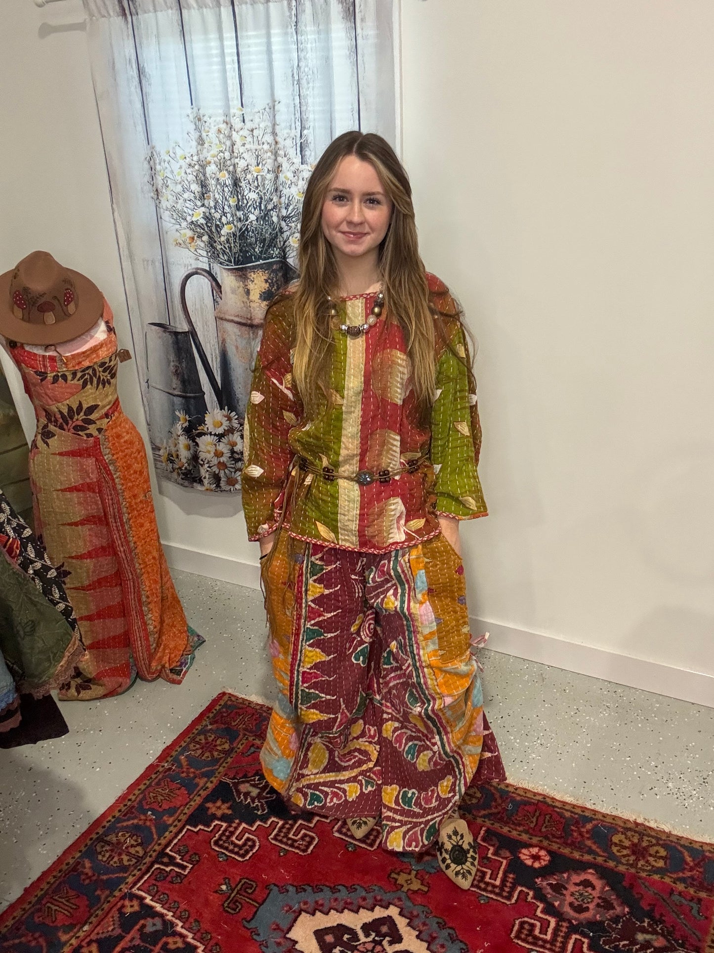 Kantha Tunic top and Pants - One Size