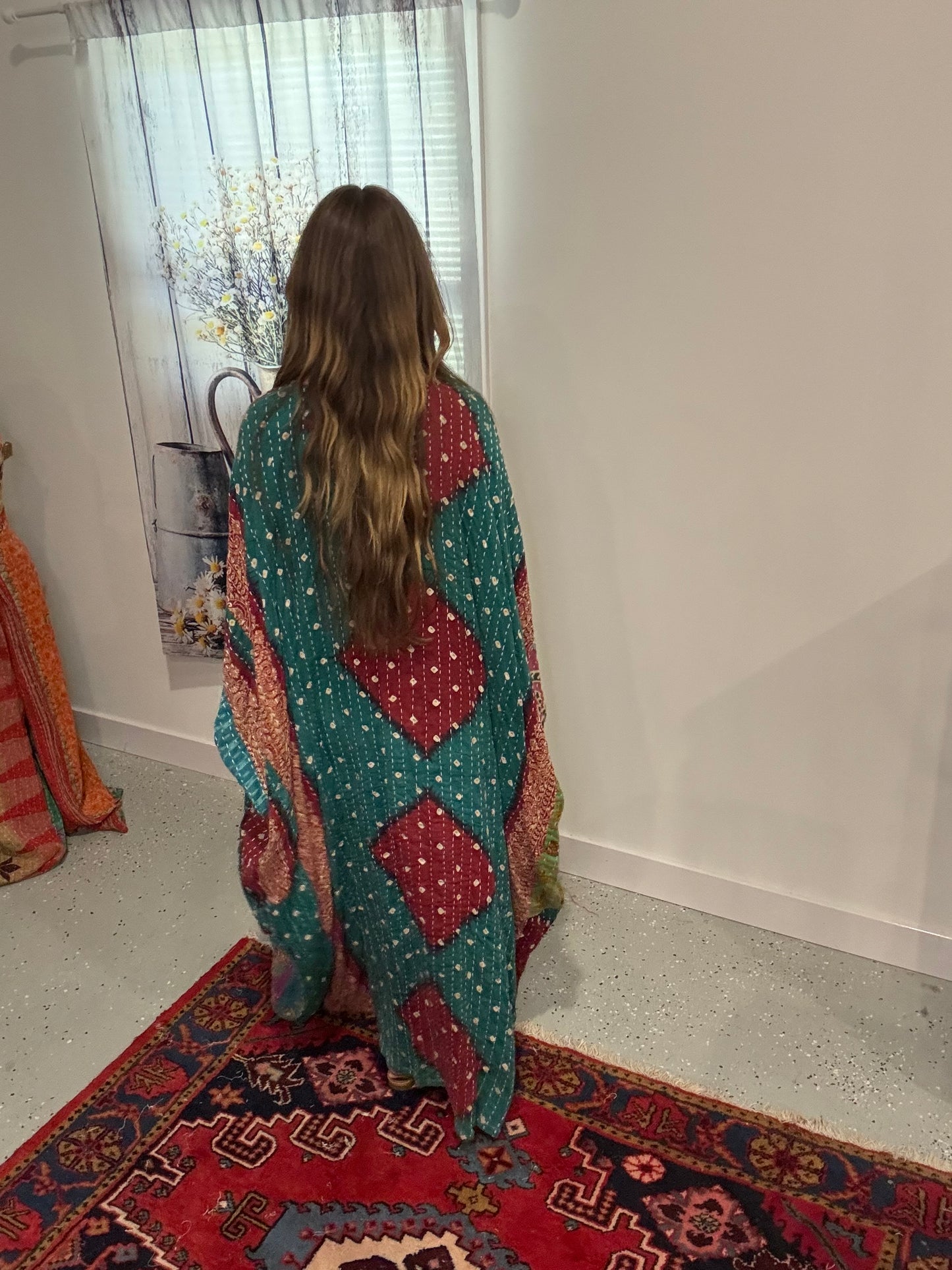 Selene Caftan in light Kantha - One Size S to 3X/4X