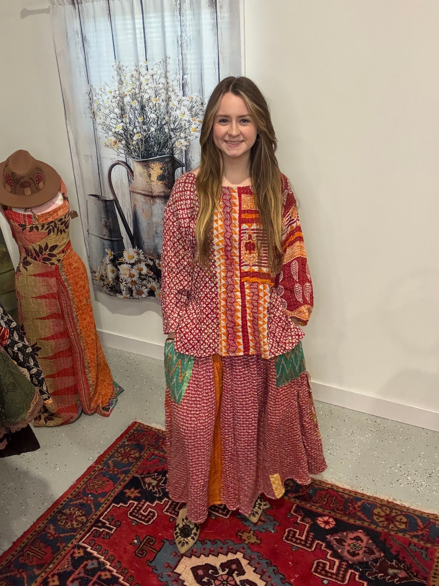 Kantha Tunic and Skirt Set - One size S-2X