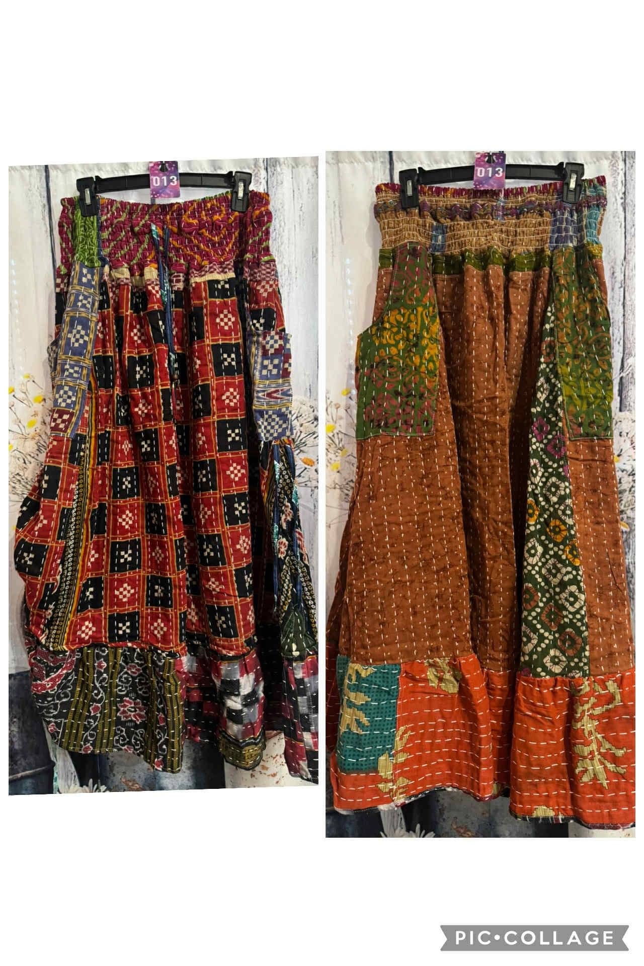 "Nomad Spirit" Kantha Skirt One Size S to 3X