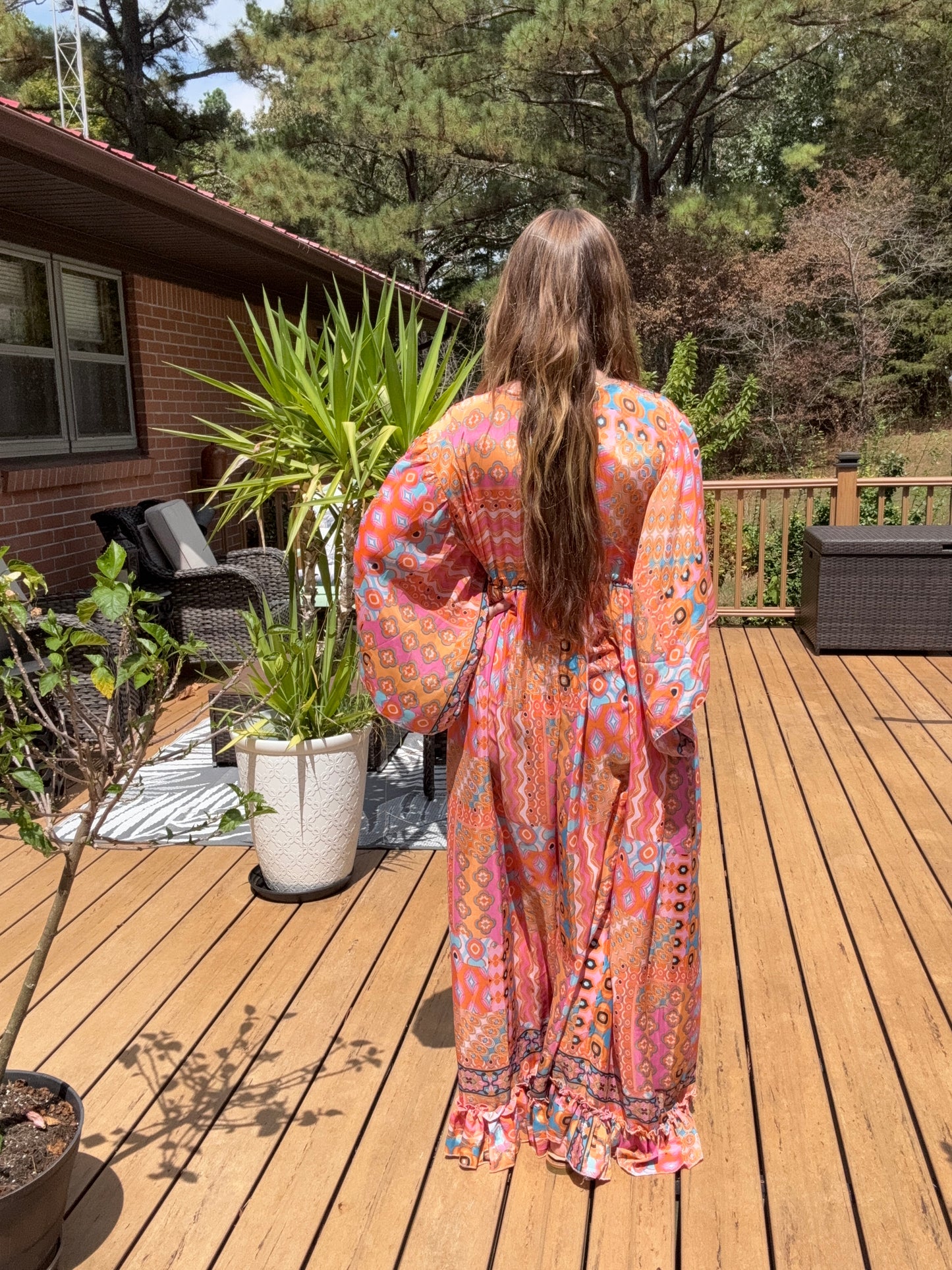 "Moon Light Bloom" Empire Waist Maxi Dress - One Size S to 2X