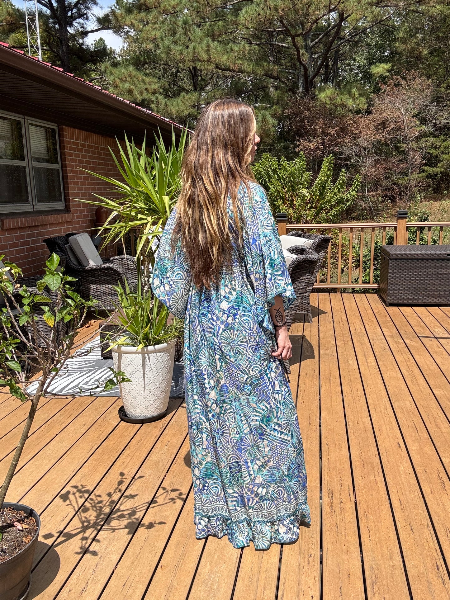 "Moon Light Bloom" Empire Waist Maxi Dress - One Size S to 2X