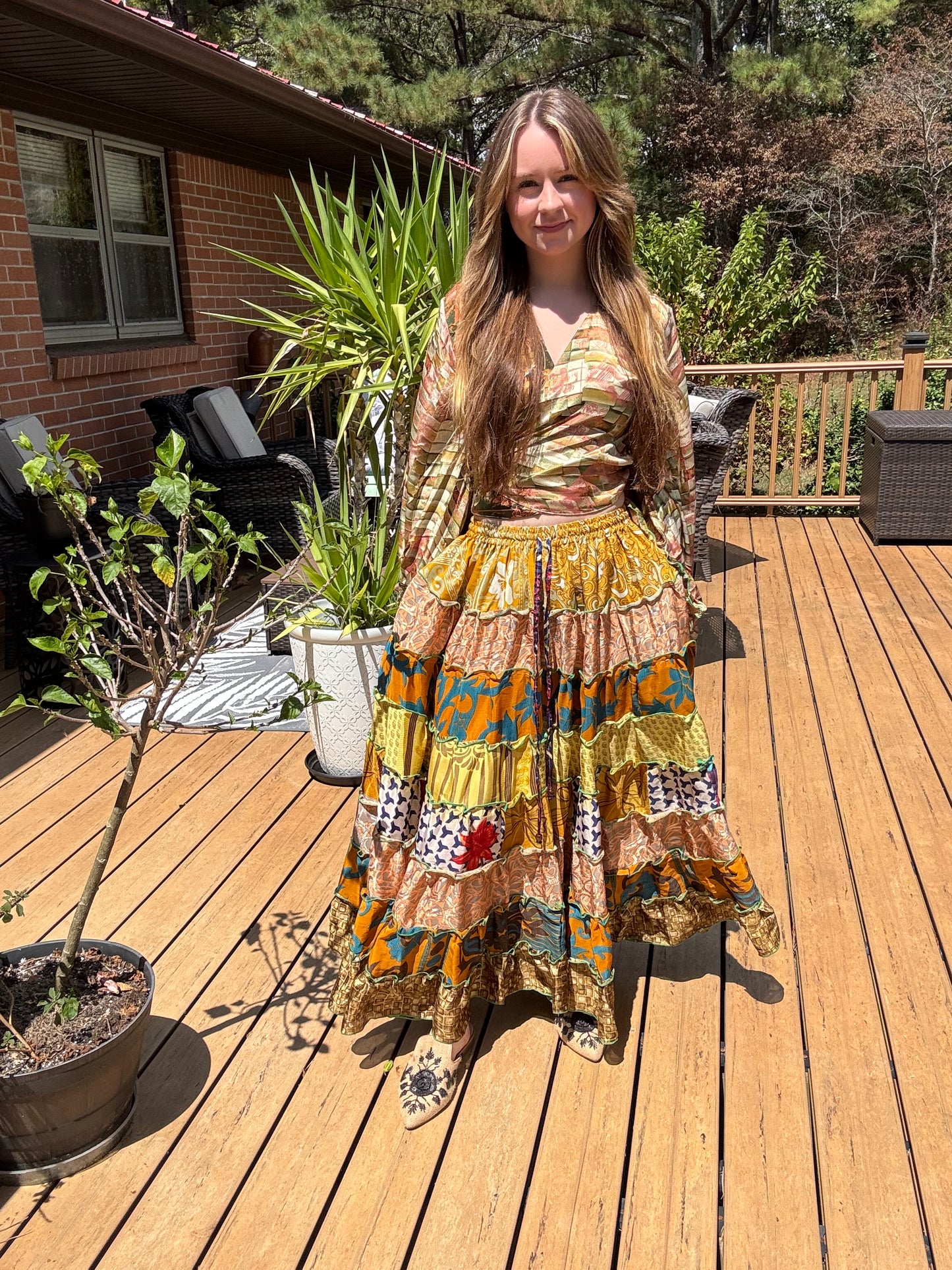 "Be Free" Patchwork Skirt - One Size  S to L