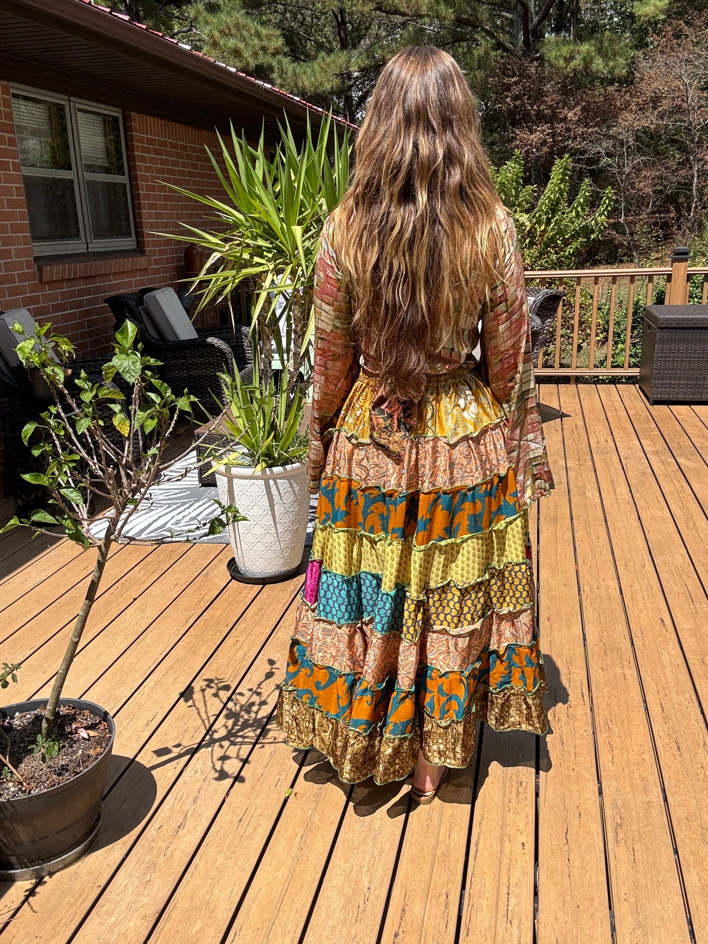 "Be Free" Patchwork Skirt - One Size  S to L