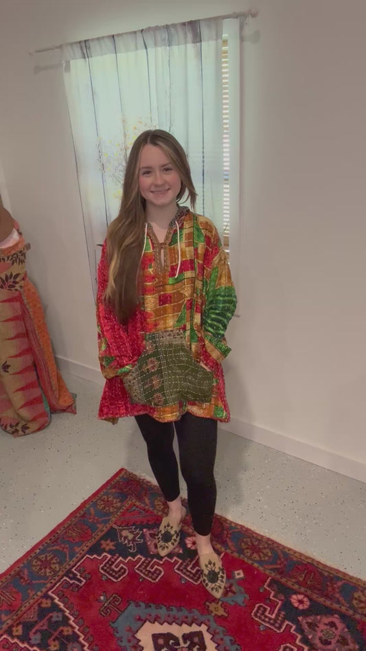 Everyday Reversible Hoodie in Light Kantha S - 3X