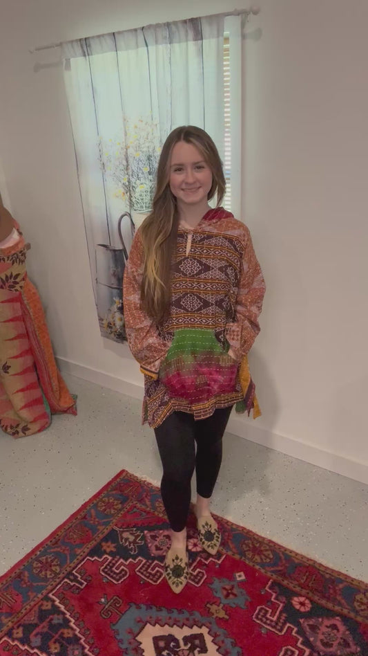 Everyday Reversible Hoodie in Light Kantha S - 3X